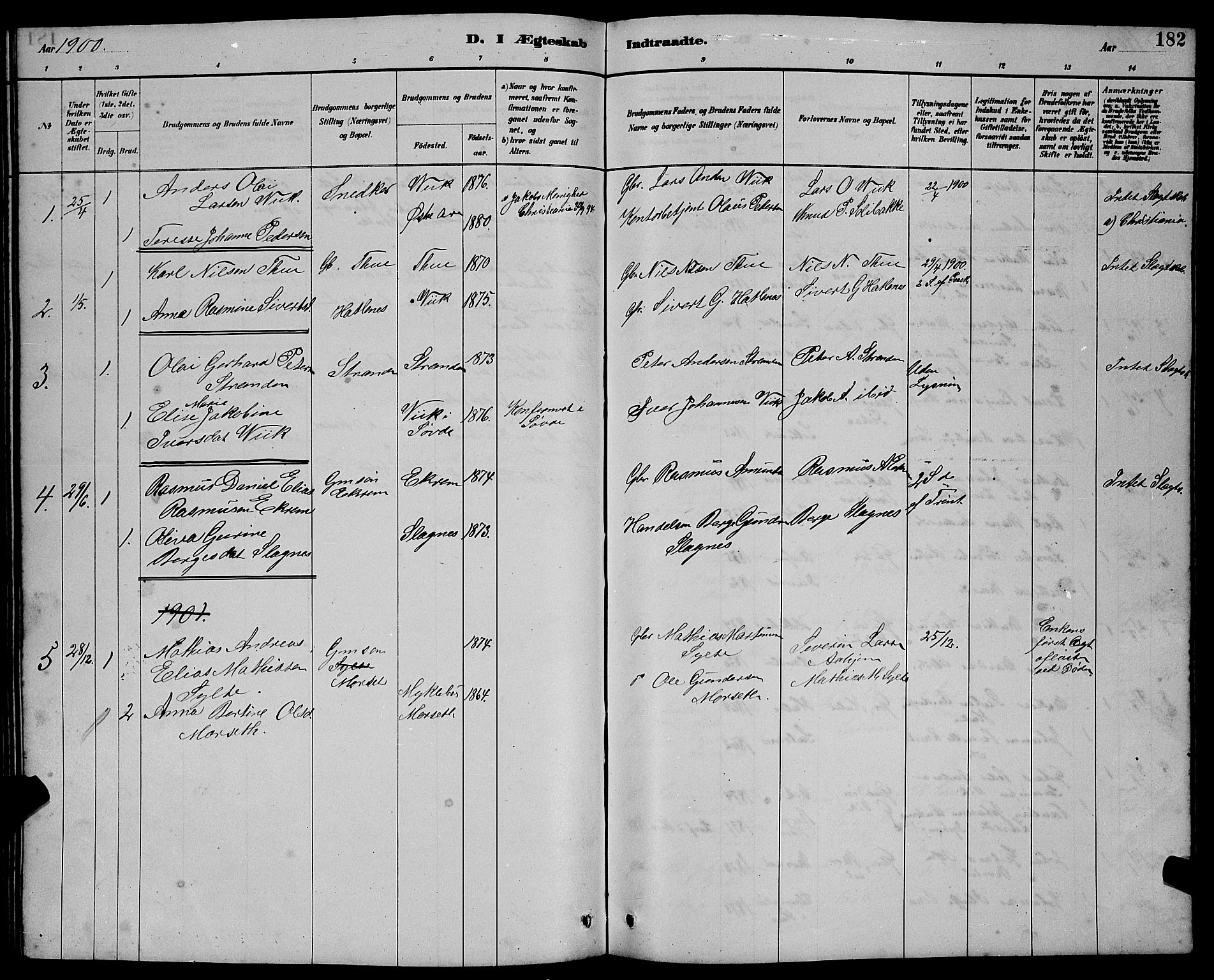 Ministerialprotokoller, klokkerbøker og fødselsregistre - Møre og Romsdal, AV/SAT-A-1454/501/L0017: Parish register (copy) no. 501C03, 1885-1901, p. 182