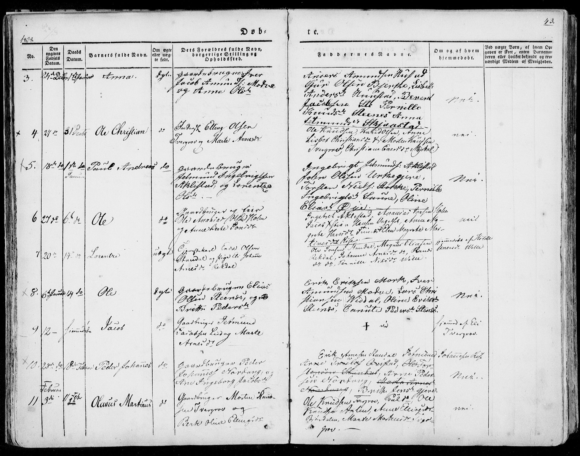 Ministerialprotokoller, klokkerbøker og fødselsregistre - Møre og Romsdal, AV/SAT-A-1454/515/L0208: Parish register (official) no. 515A04, 1830-1846, p. 43