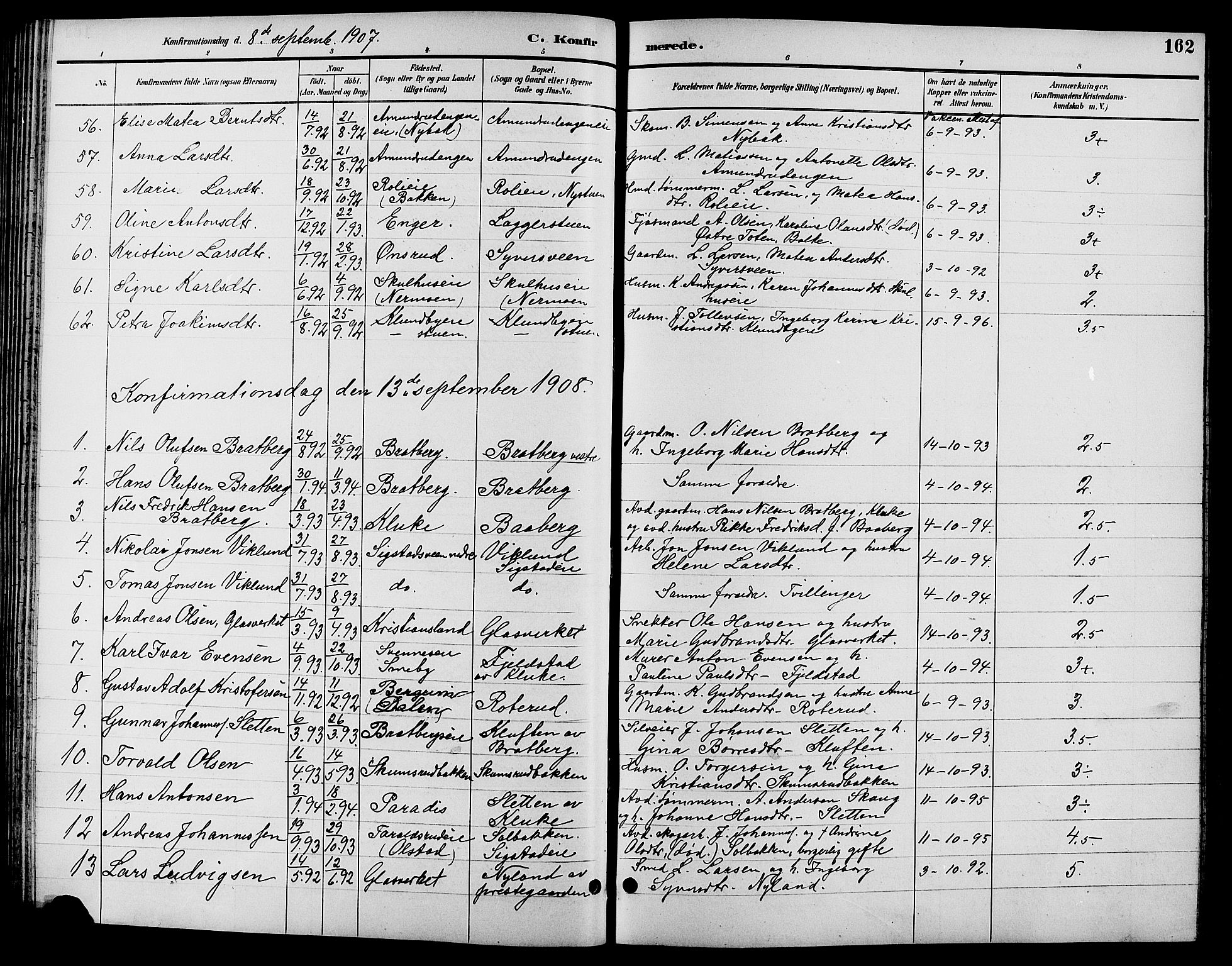 Biri prestekontor, SAH/PREST-096/H/Ha/Hab/L0004: Parish register (copy) no. 4, 1892-1909, p. 162