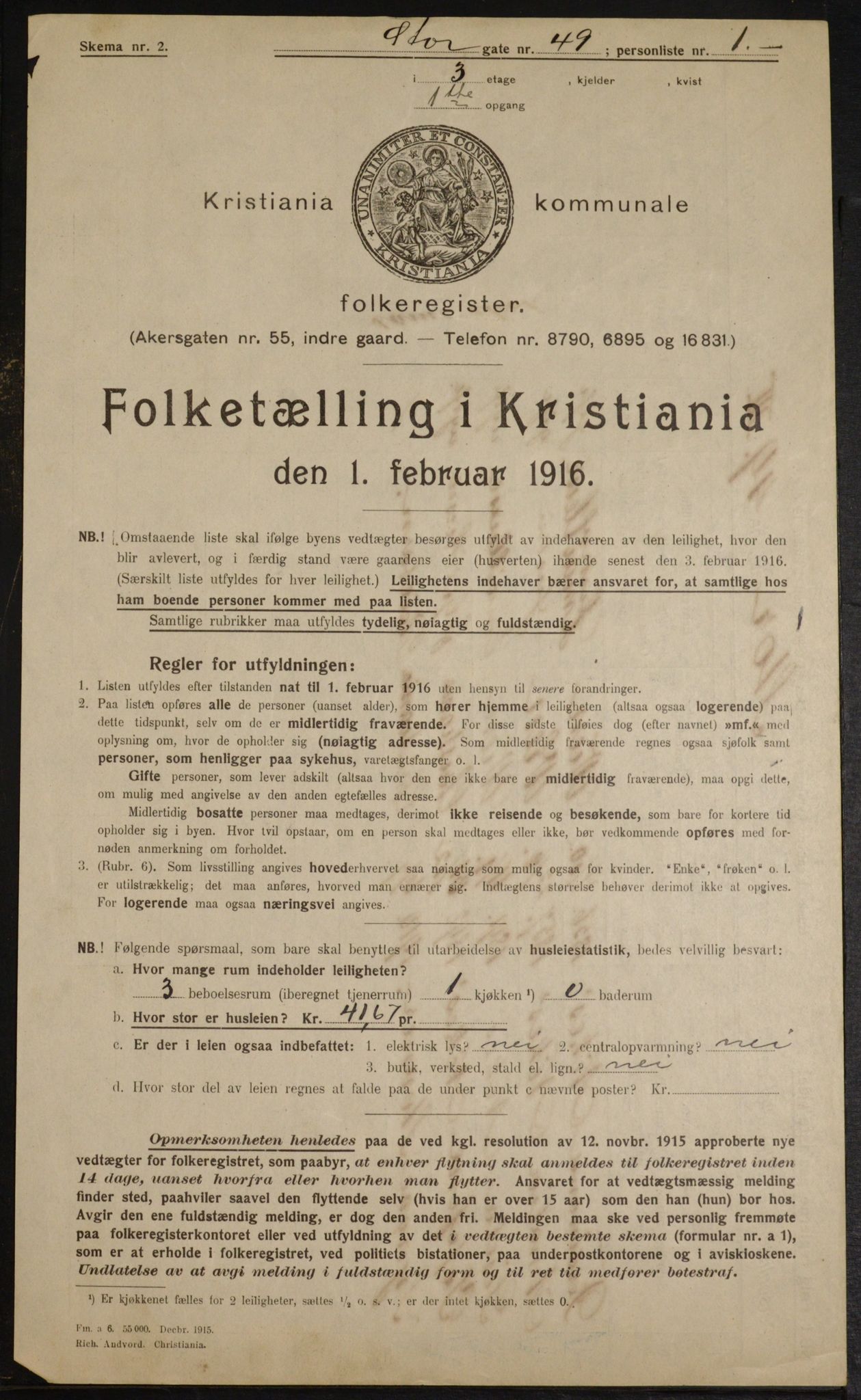 OBA, Municipal Census 1916 for Kristiania, 1916, p. 106269