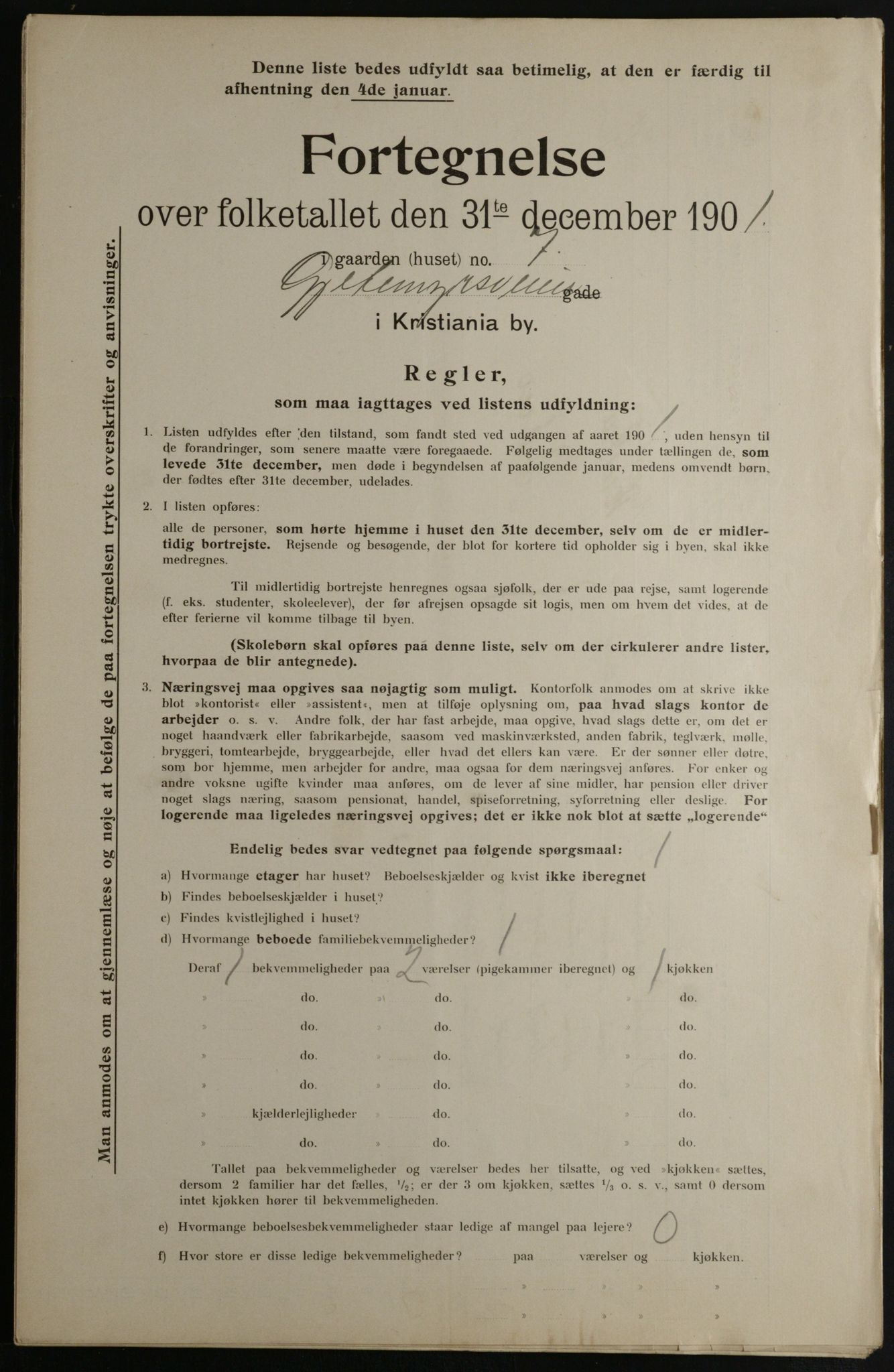 OBA, Municipal Census 1901 for Kristiania, 1901, p. 4596