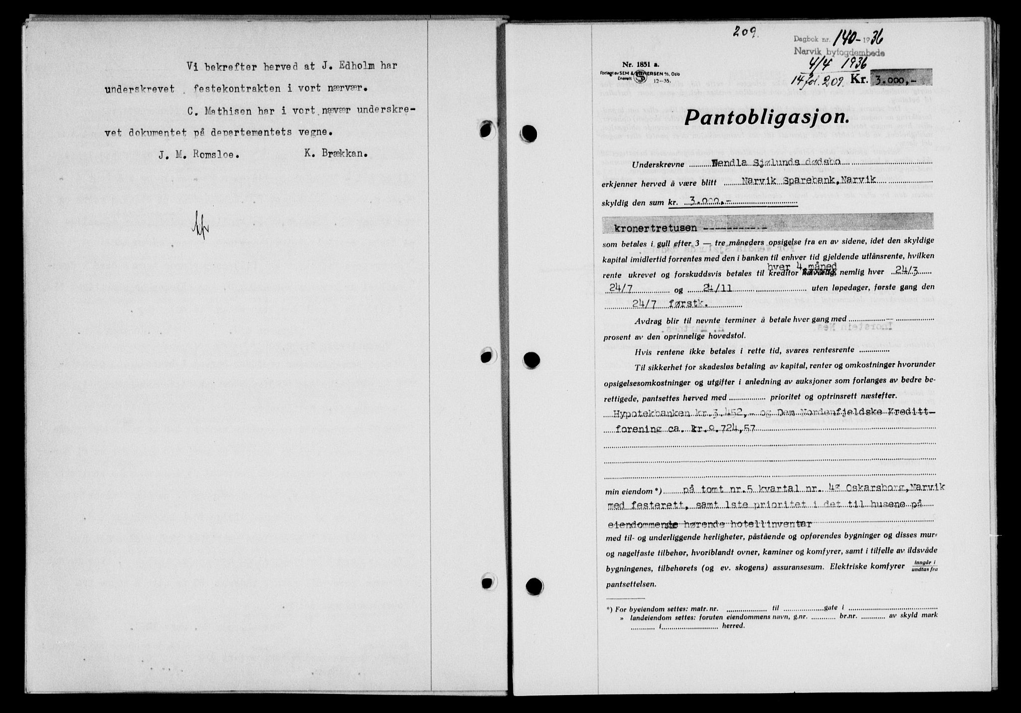 Narvik sorenskriveri, SAT/A-0002/1/2/2C/2Ca/L0011: Mortgage book no. 14, 1935-1937, Deed date: 04.04.1936