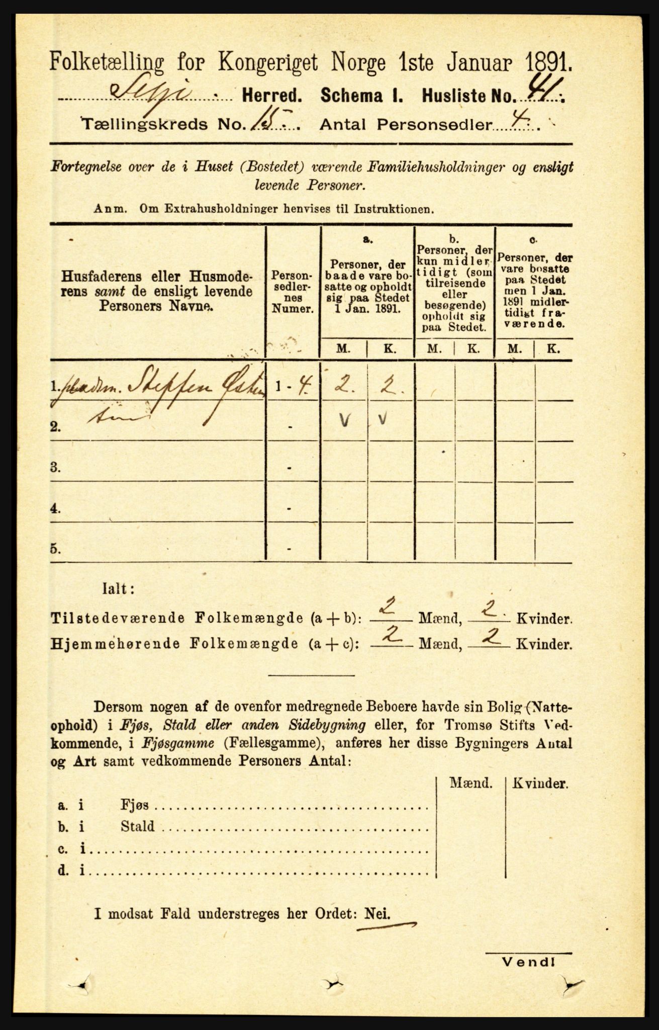 RA, 1891 census for 1441 Selje, 1891, p. 4684