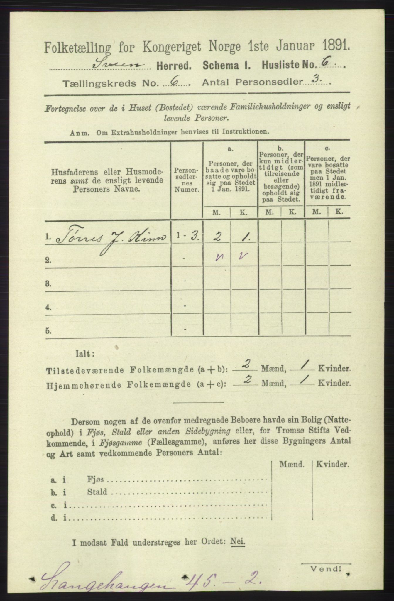 RA, 1891 census for 1216 Sveio, 1891, p. 1680