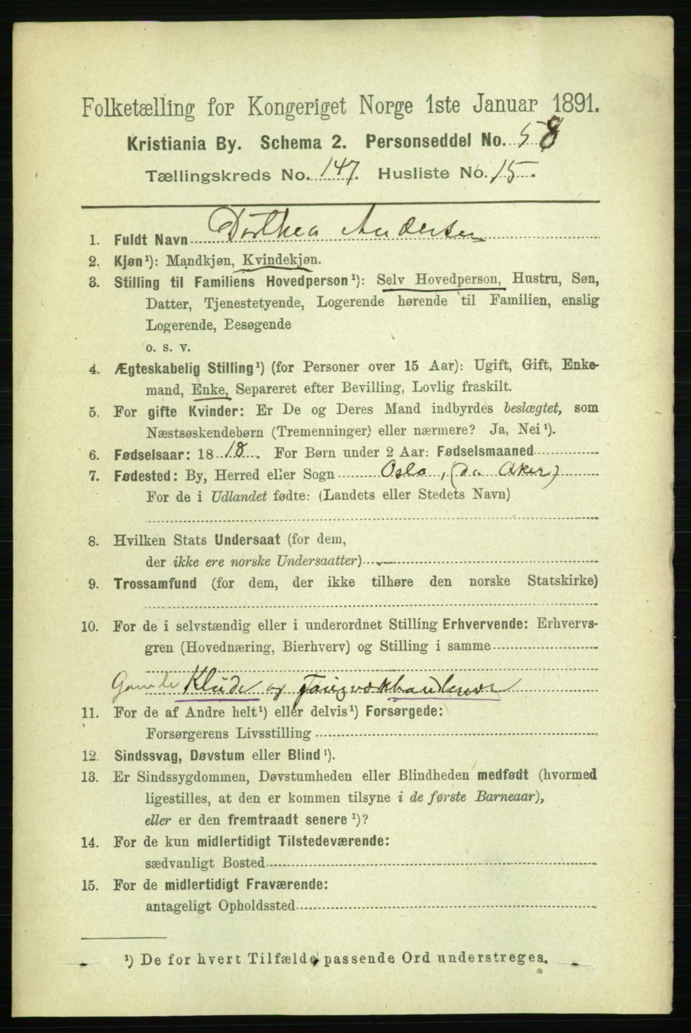 RA, 1891 census for 0301 Kristiania, 1891, p. 82086