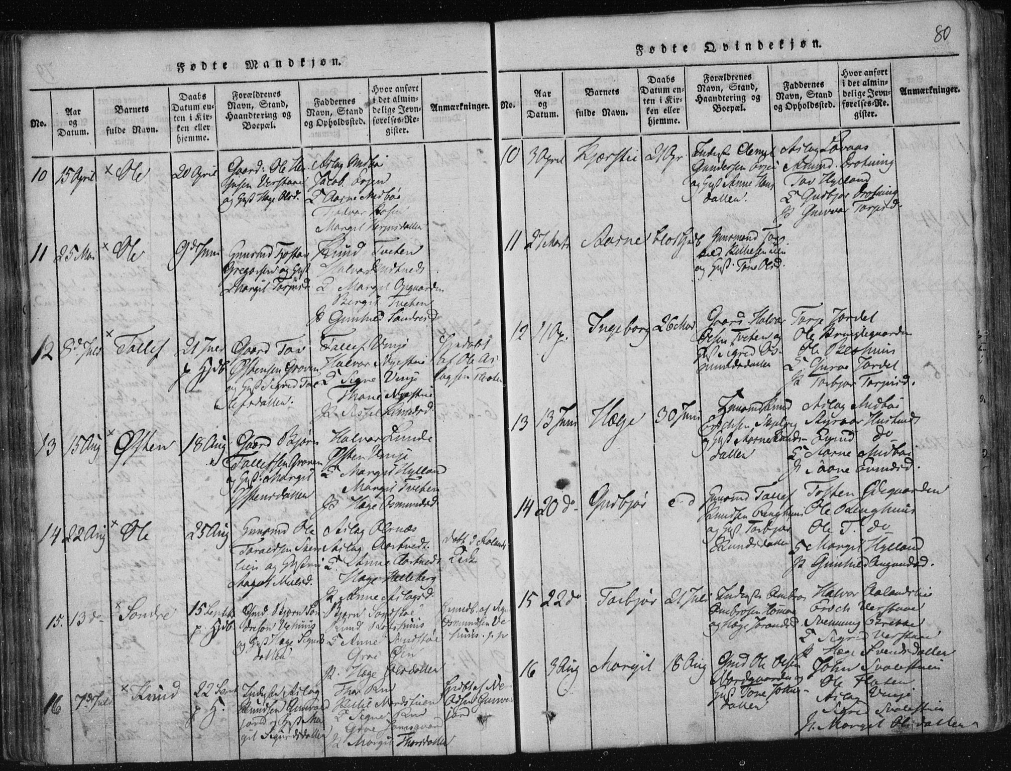 Vinje kirkebøker, SAKO/A-312/F/Fa/L0003: Parish register (official) no. I 3, 1814-1843, p. 80