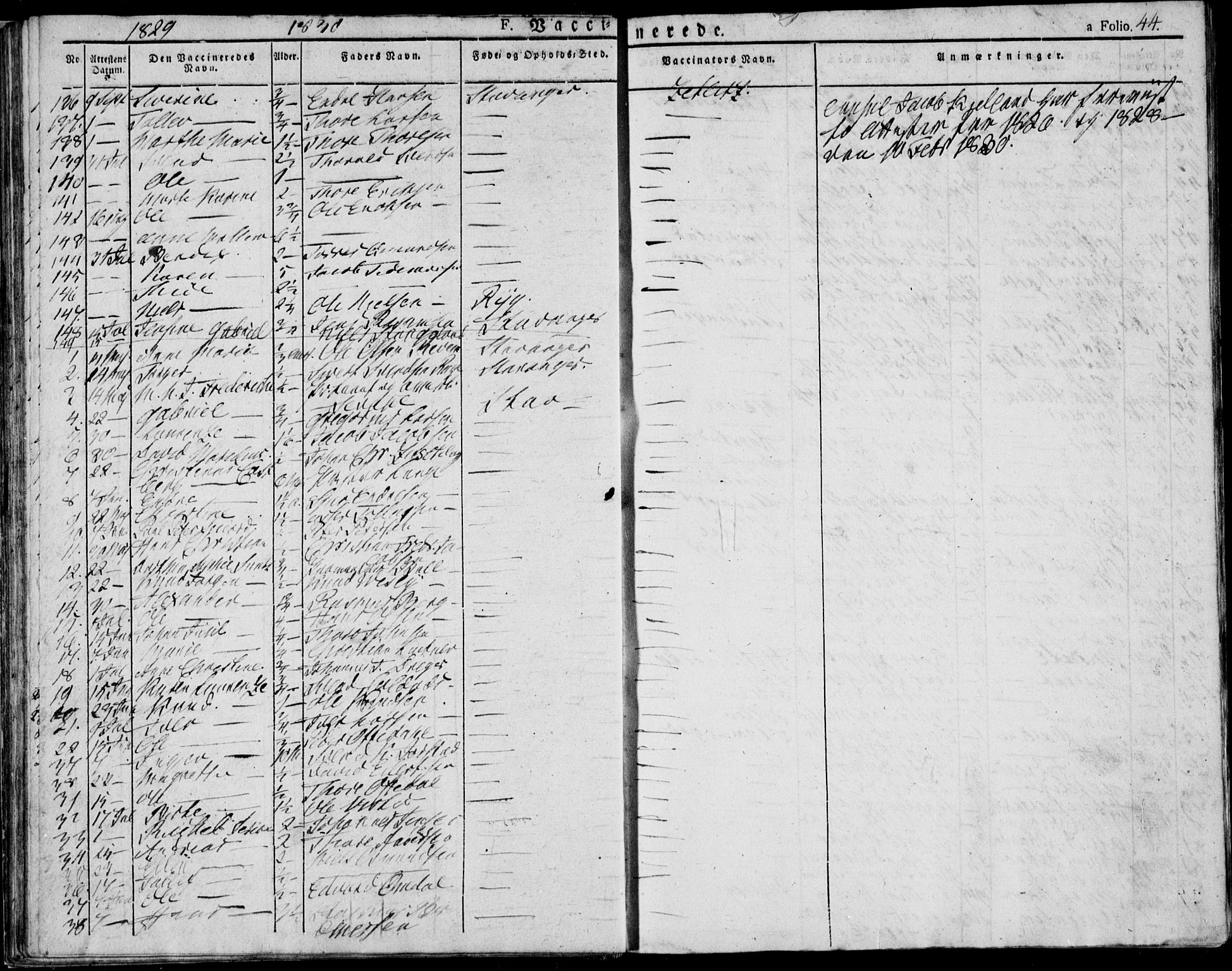 Domkirken sokneprestkontor, AV/SAST-A-101812/001/30/30BA/L0010: Parish register (official) no. A 10, 1821-1859, p. 44