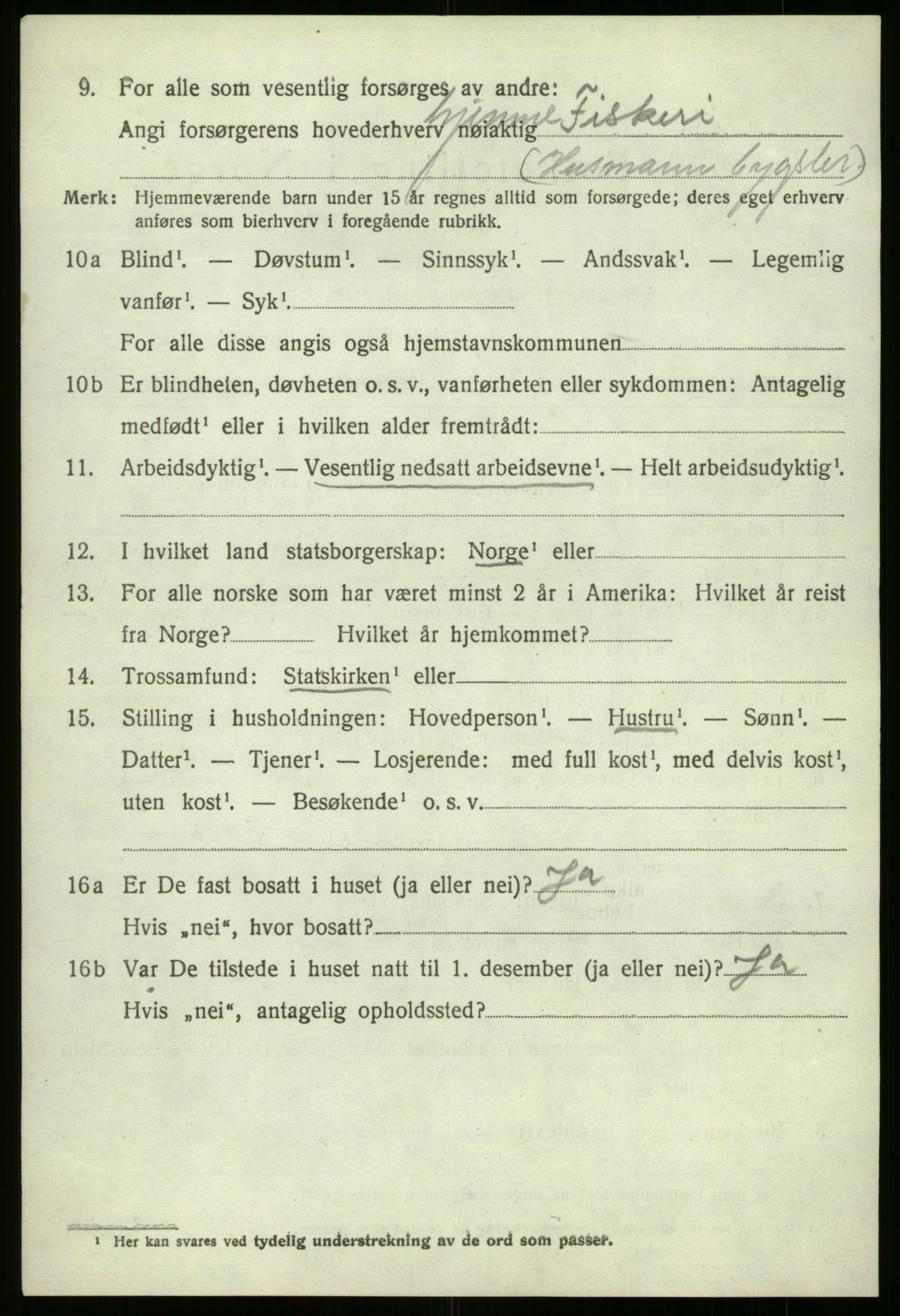 SAB, 1920 census for Selje, 1920, p. 5124