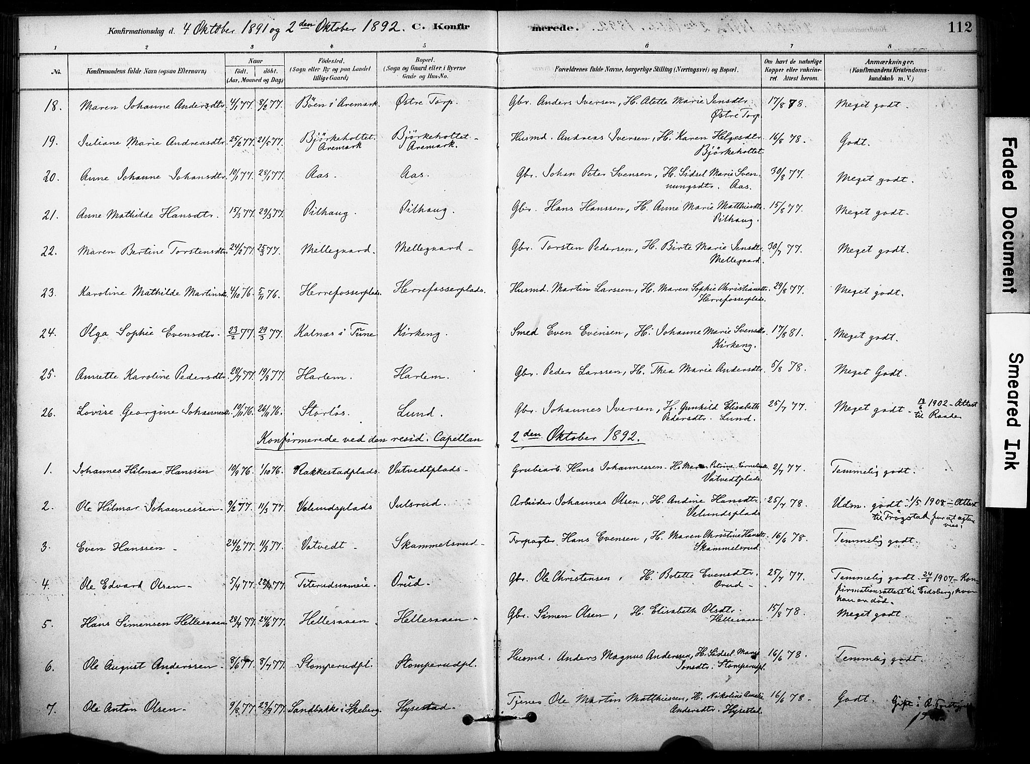 Rakkestad prestekontor Kirkebøker, AV/SAO-A-2008/F/Fb/L0001: Parish register (official) no. II 1, 1878-1899, p. 112