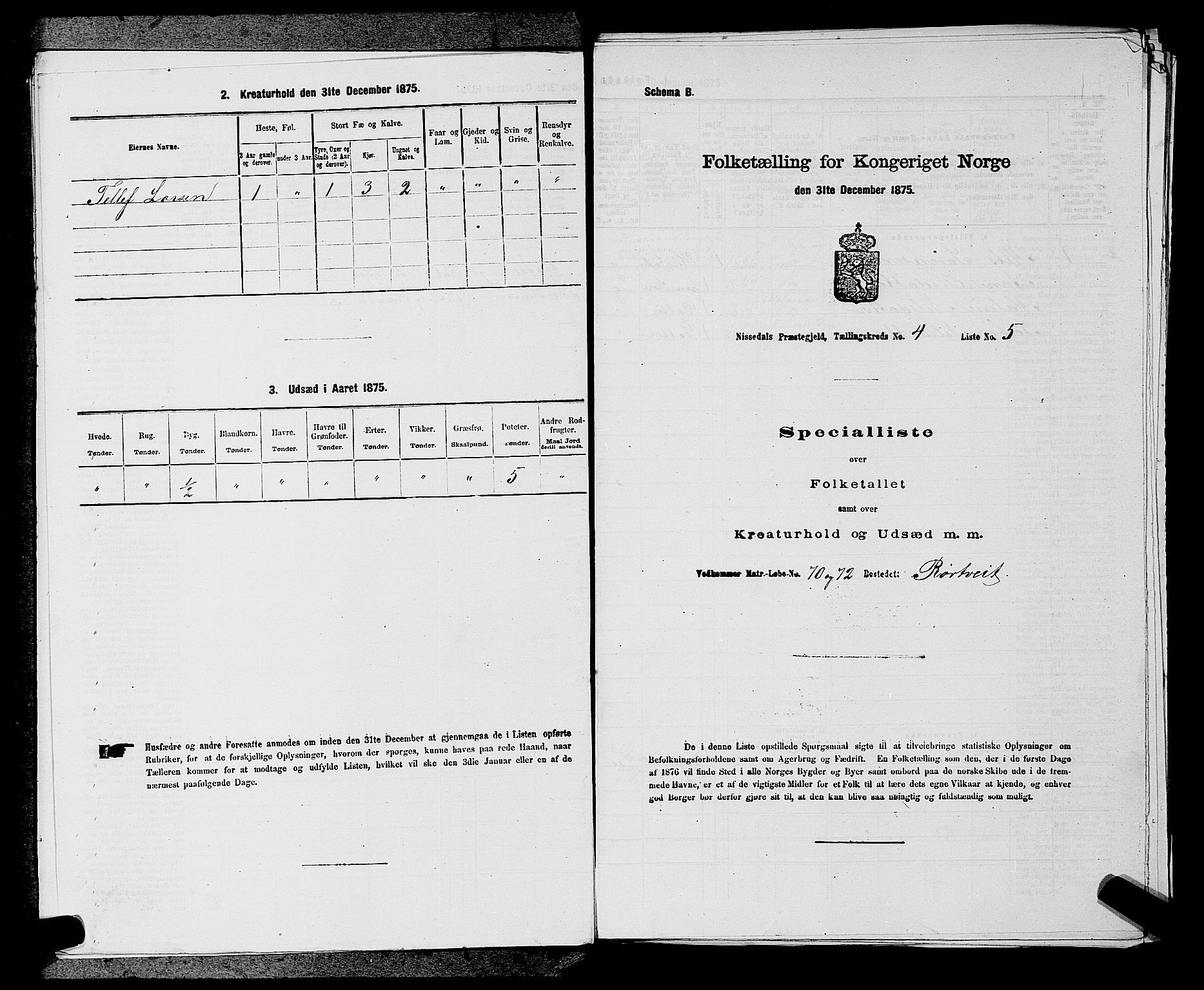 SAKO, 1875 census for 0830P Nissedal, 1875, p. 287