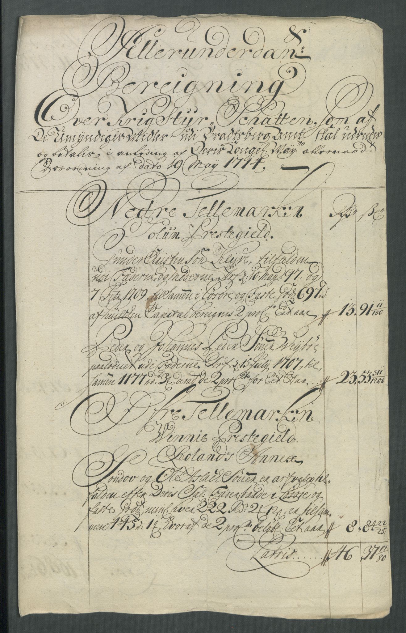 Rentekammeret inntil 1814, Reviderte regnskaper, Fogderegnskap, RA/EA-4092/R36/L2126: Fogderegnskap Øvre og Nedre Telemark og Bamble, 1714, p. 118