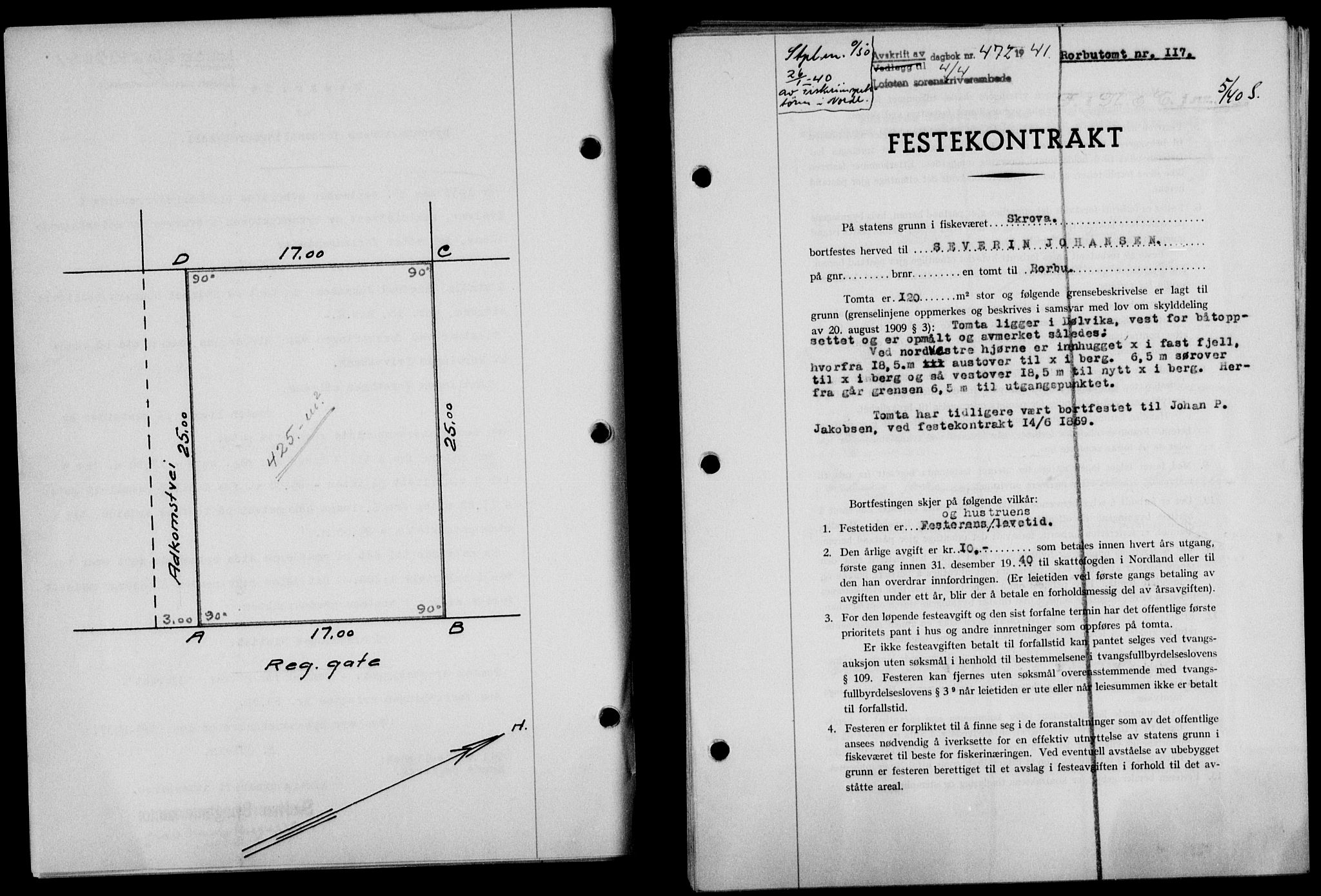 Lofoten sorenskriveri, SAT/A-0017/1/2/2C/L0008a: Mortgage book no. 8a, 1940-1941, Diary no: : 472/1941