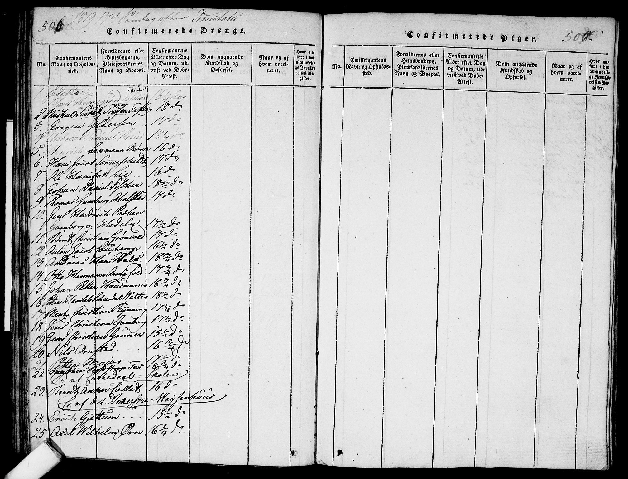 Garnisonsmenigheten Kirkebøker, AV/SAO-A-10846/G/Ga/L0003: Parish register (copy) no. 3, 1815-1819, p. 506-507