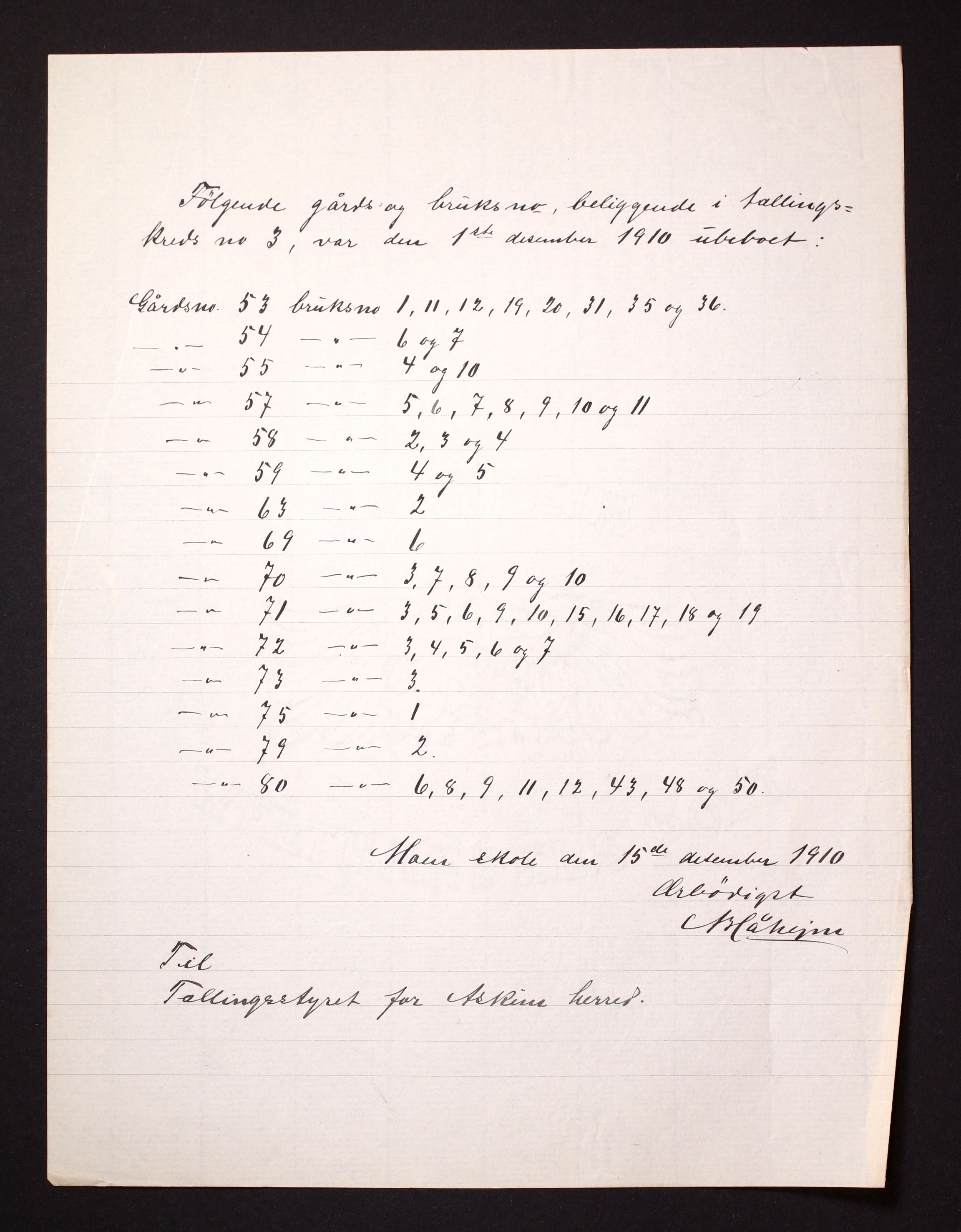 RA, 1910 census for Askim, 1910, p. 12