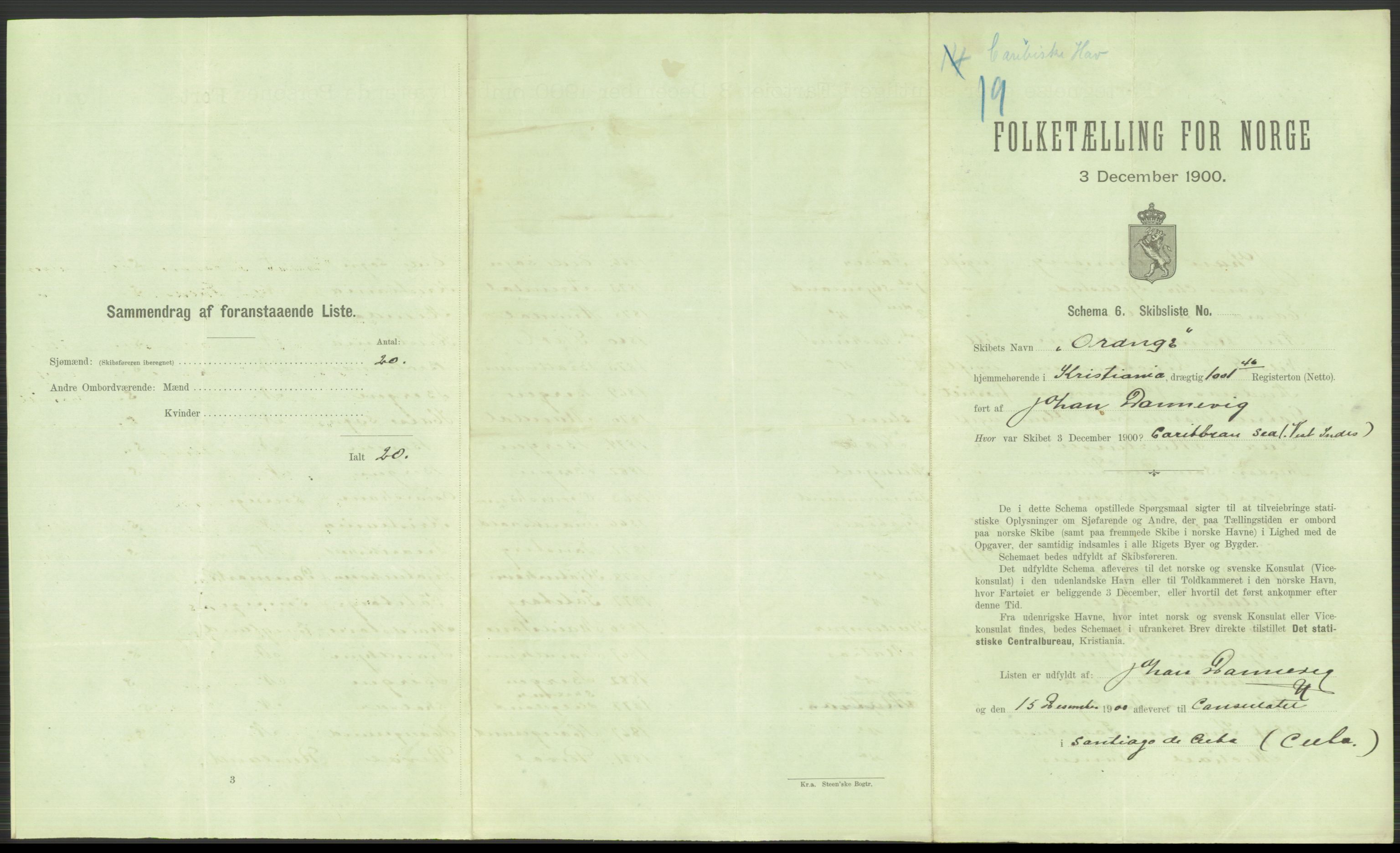 RA, 1900 Census - ship lists from ships in Norwegian harbours, harbours abroad and at sea, 1900, p. 6047