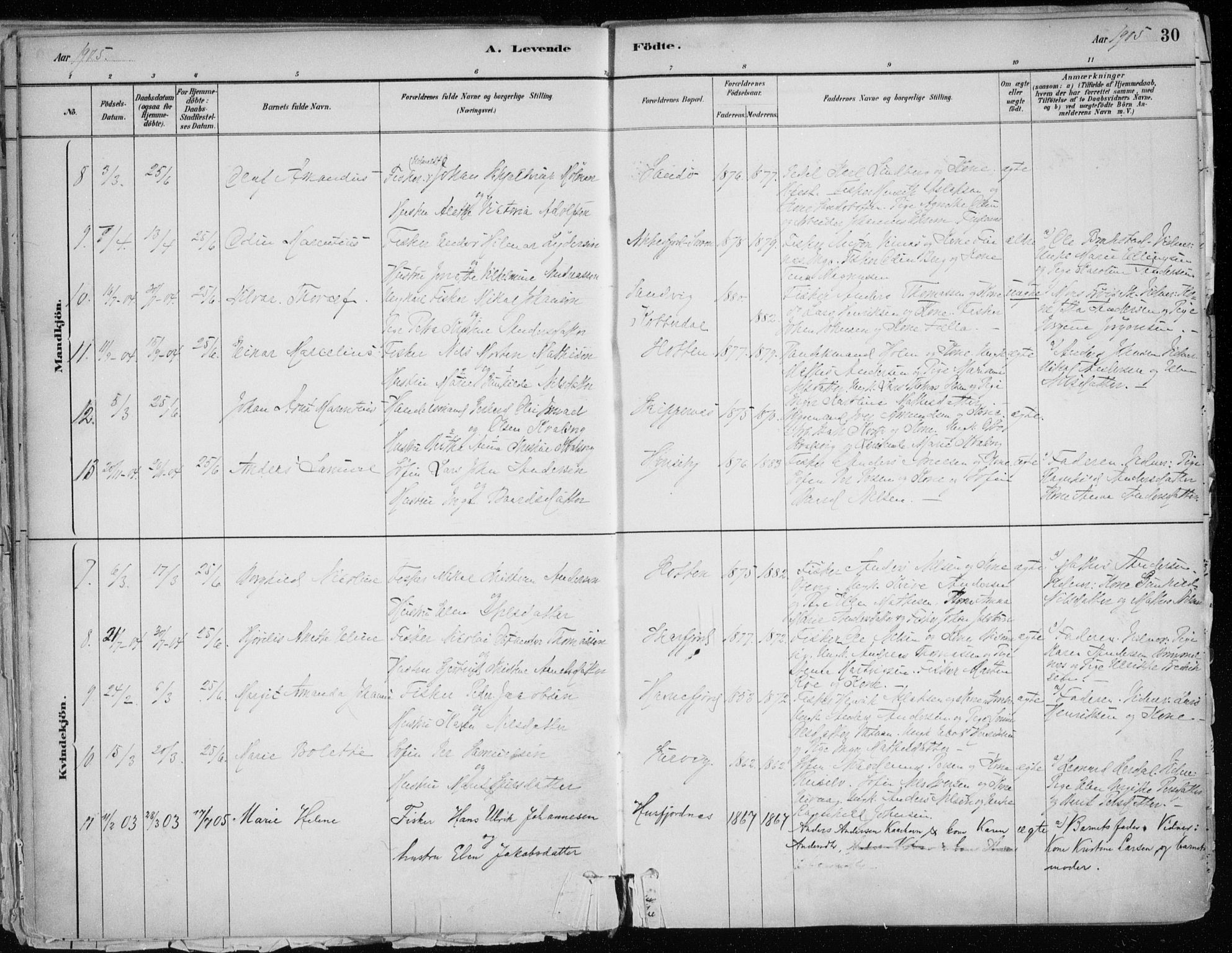 Hammerfest sokneprestkontor, SATØ/S-1347/H/Ha/L0013.kirke: Parish register (official) no. 13, 1898-1917, p. 30