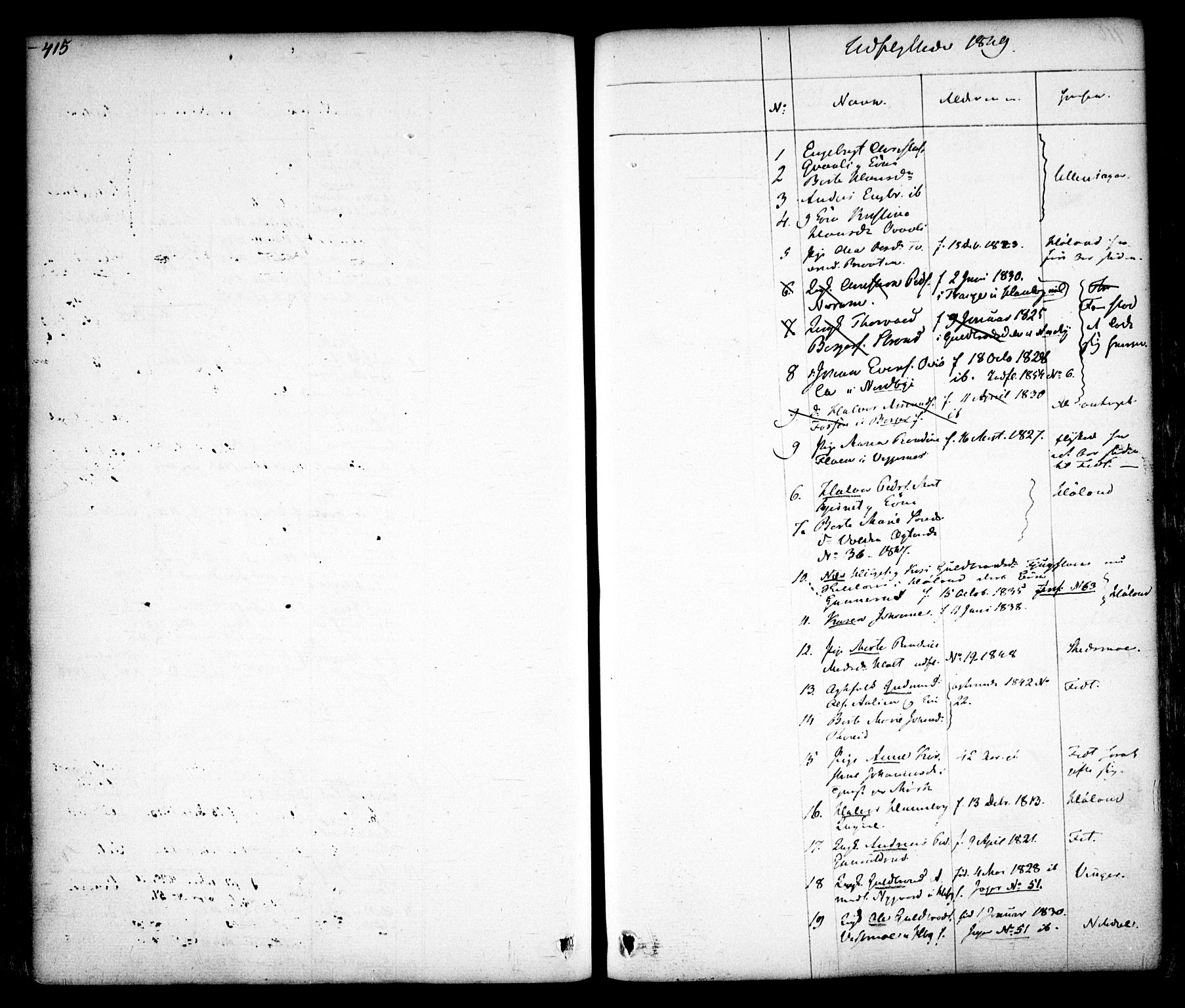 Aurskog prestekontor Kirkebøker, SAO/A-10304a/F/Fa/L0006: Parish register (official) no. I 6, 1829-1853, p. 415