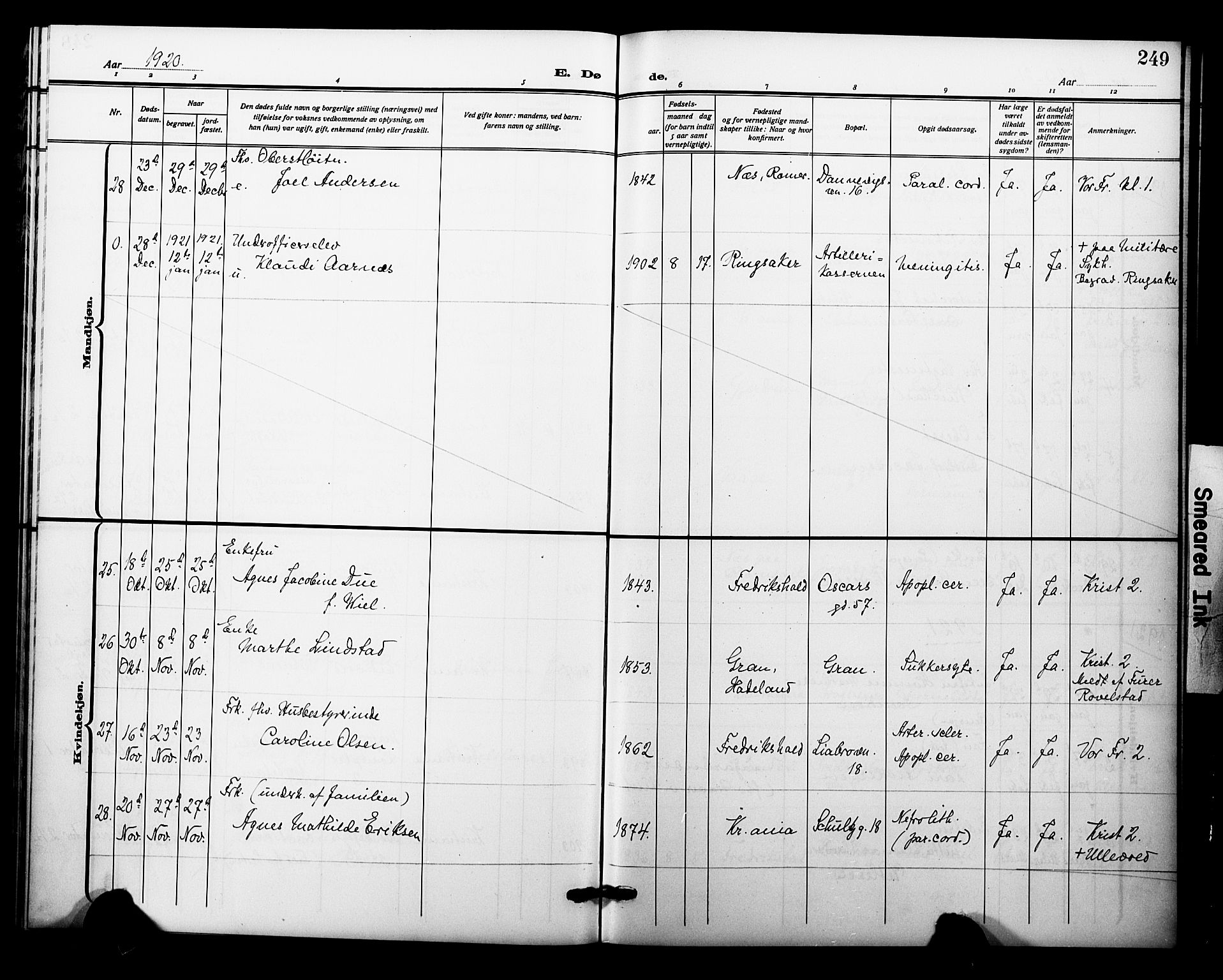 Garnisonsmenigheten Kirkebøker, AV/SAO-A-10846/F/Fa/L0015: Parish register (official) no. 15, 1915-1921, p. 249