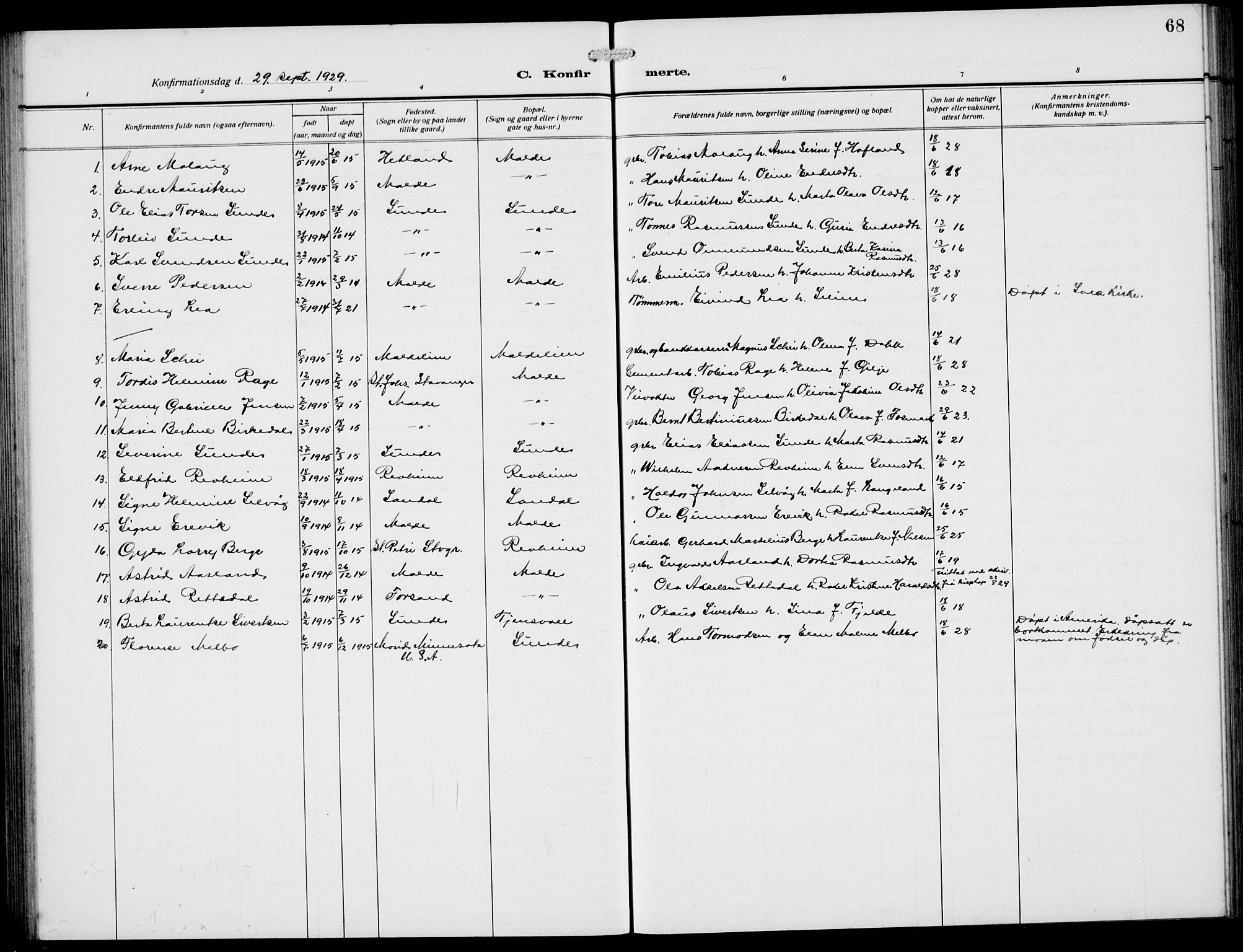 Håland sokneprestkontor, AV/SAST-A-101802/002/A/L0001: Parish register (copy) no. B 6, 1914-1940, p. 68