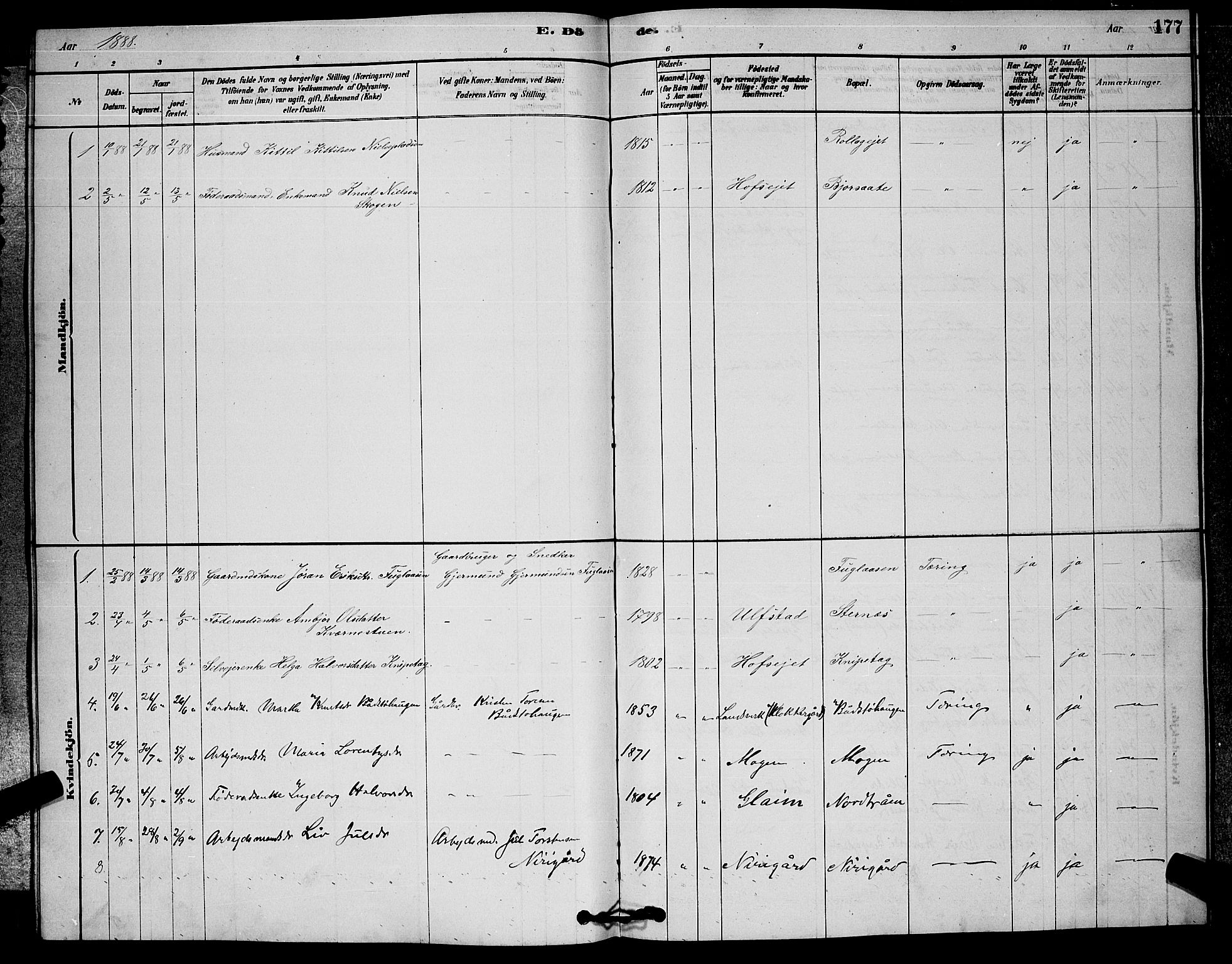 Rollag kirkebøker, SAKO/A-240/G/Ga/L0004: Parish register (copy) no. I 4, 1878-1903, p. 177
