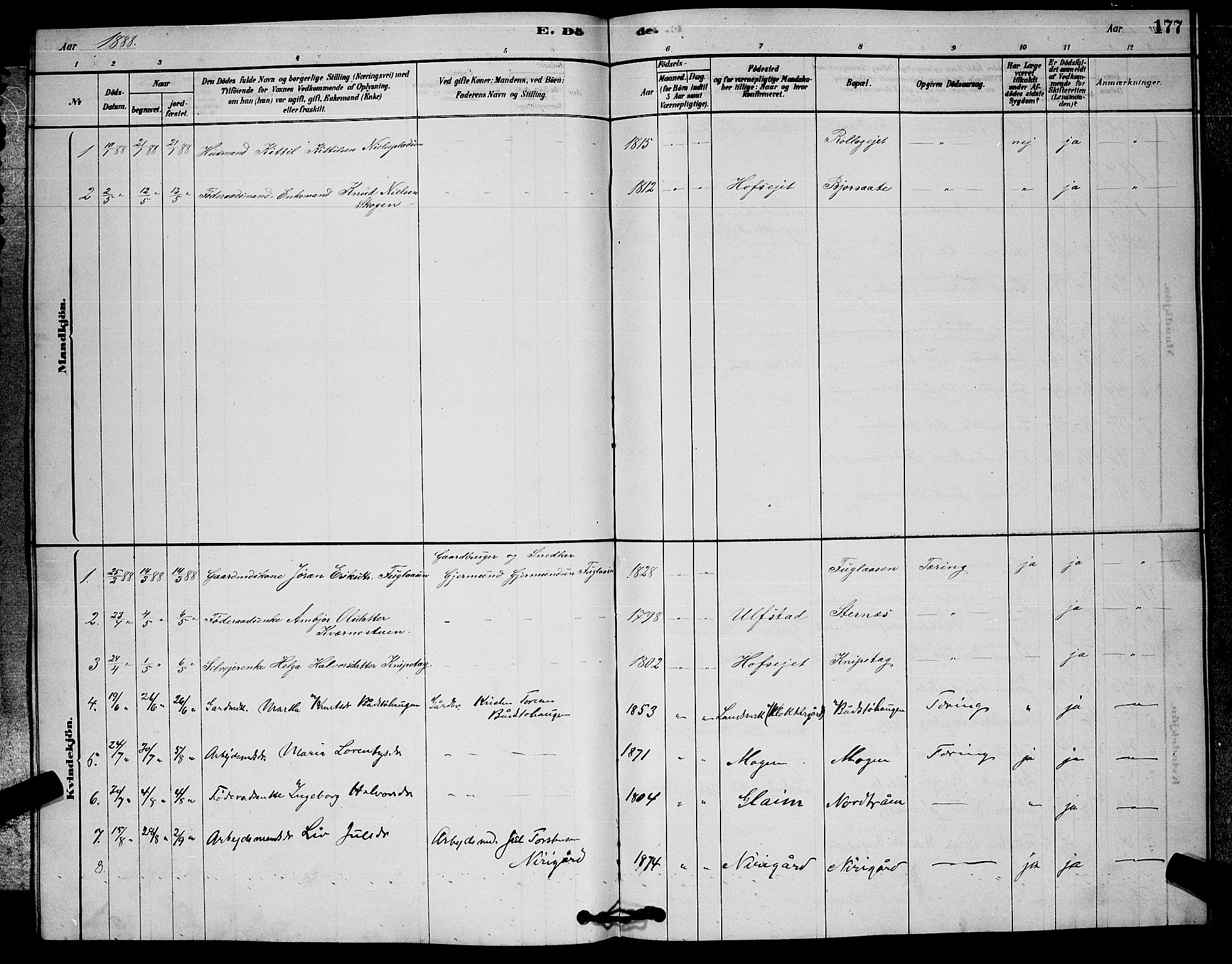 Rollag kirkebøker, AV/SAKO-A-240/G/Ga/L0004: Parish register (copy) no. I 4, 1878-1903, p. 177