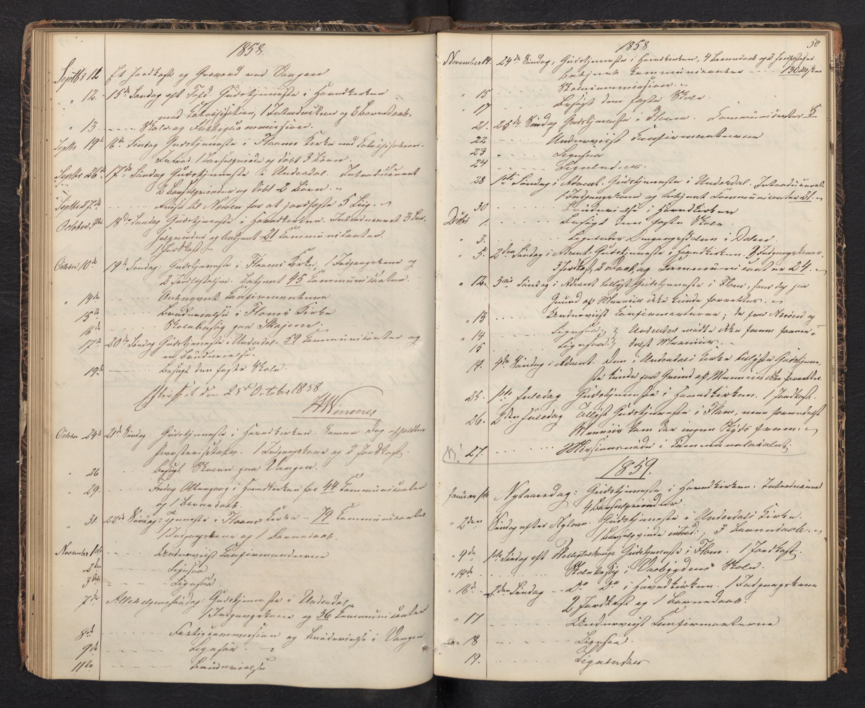 Aurland sokneprestembete, SAB/A-99937/H/Ha/Haf: Diary records no. F 0, 1844-1876, p. 49b-50a