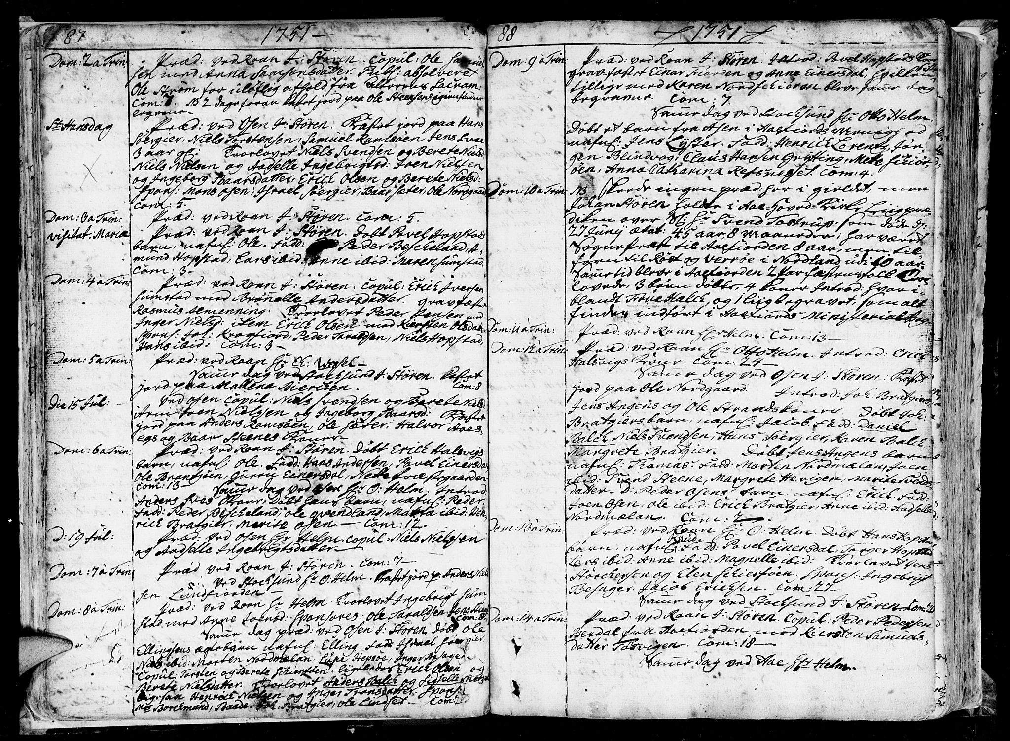 Ministerialprotokoller, klokkerbøker og fødselsregistre - Sør-Trøndelag, SAT/A-1456/657/L0700: Parish register (official) no. 657A01, 1732-1801, p. 86-87