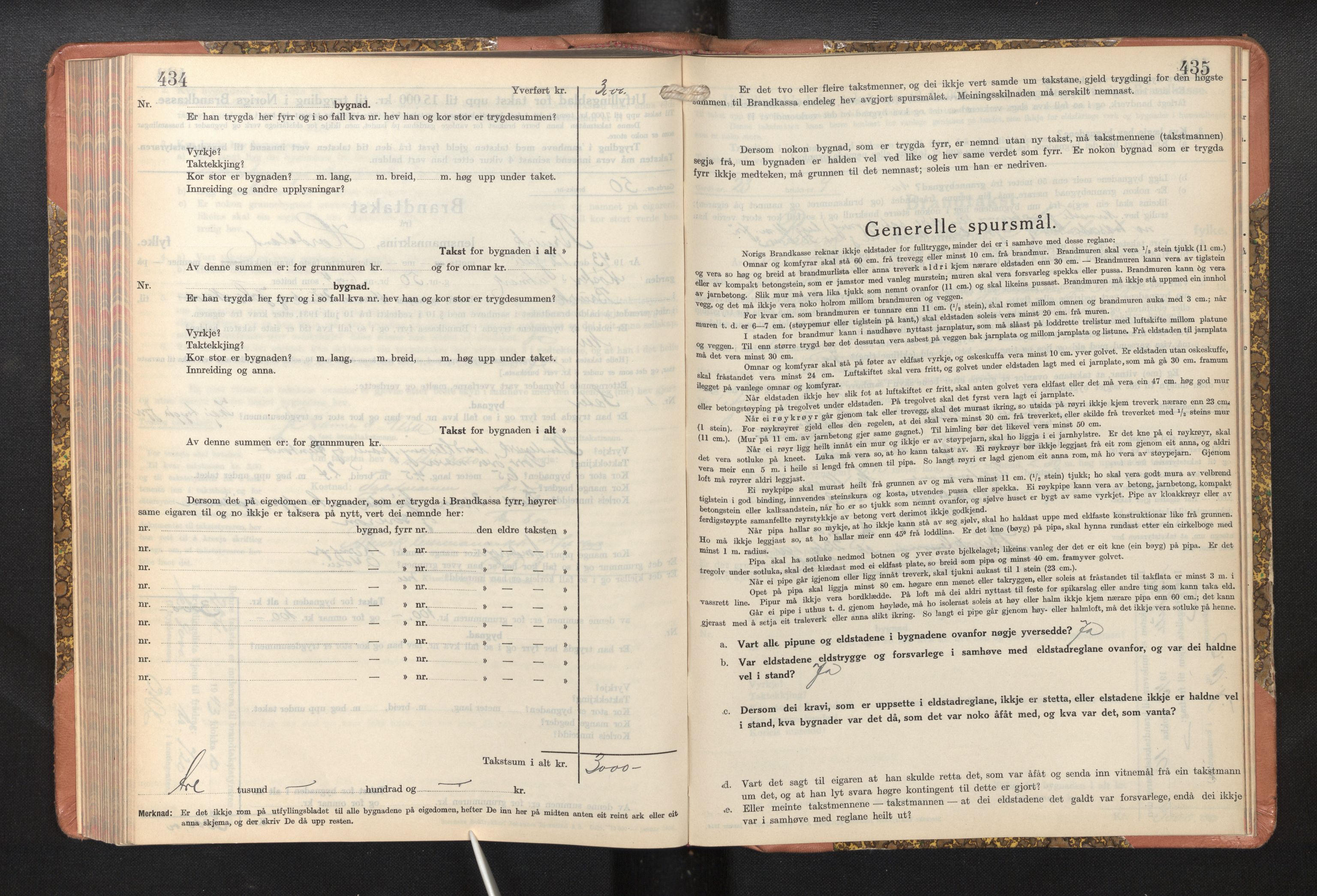 Lensmannen i Bruvik, AV/SAB-A-31301/0012/L0011: Branntakstprotokoll, skjematakst, 1936-1949, p. 434-435