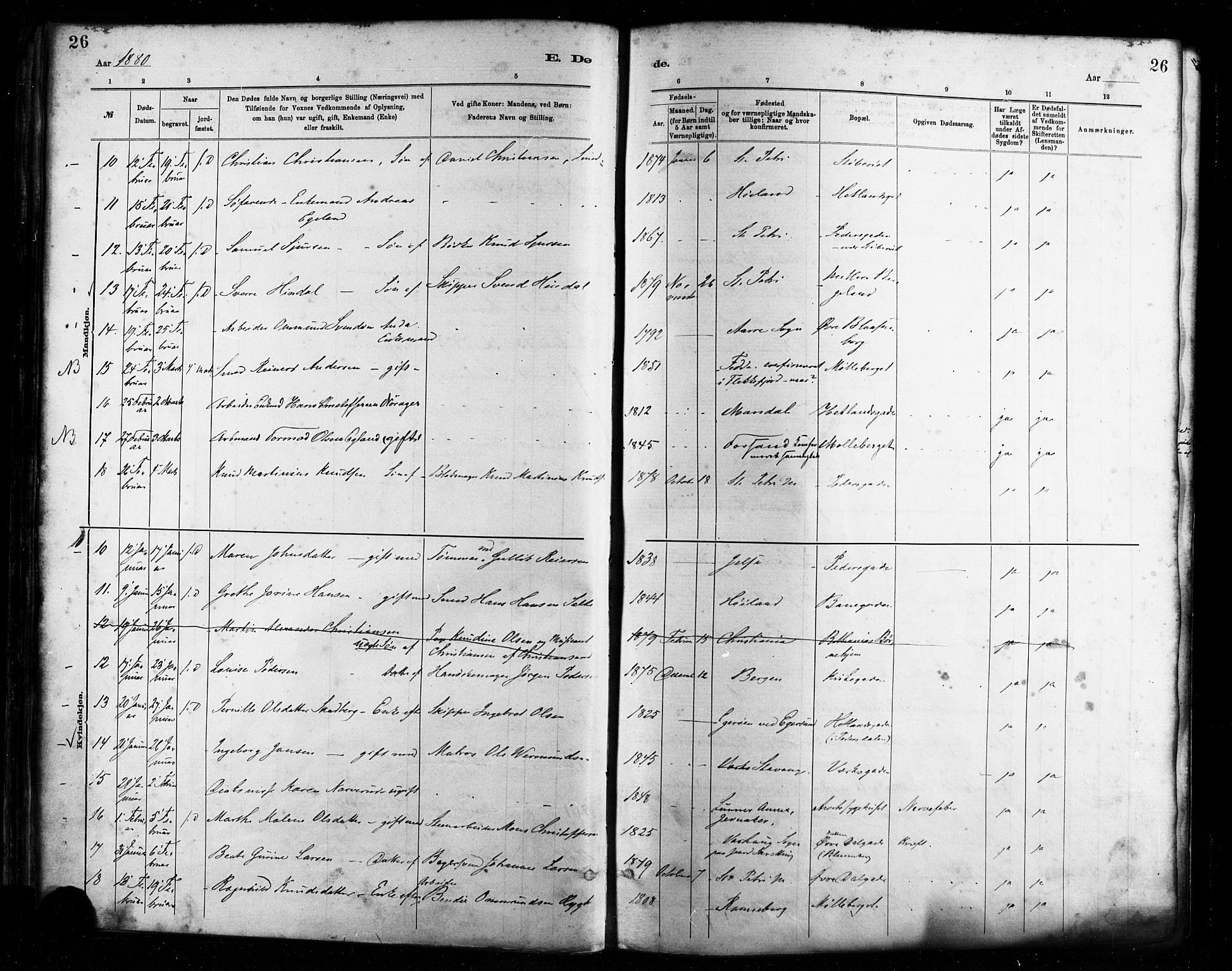 St. Petri sokneprestkontor, AV/SAST-A-101813/001/30/30BA/L0017: Parish register (official) no. A 17, 1879-1895, p. 26