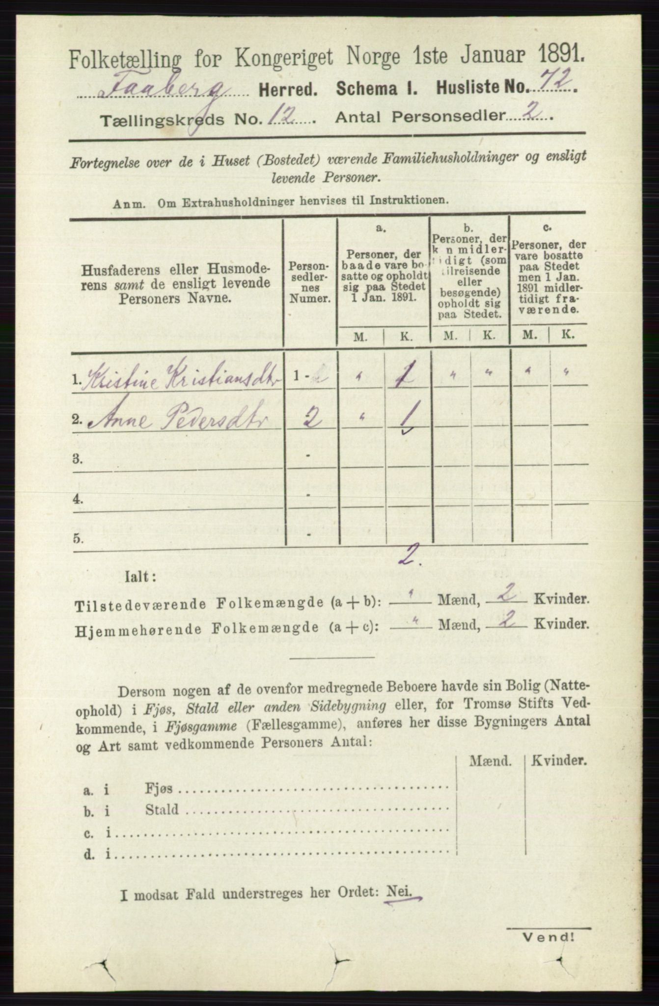 RA, 1891 census for 0524 Fåberg, 1891, p. 4764