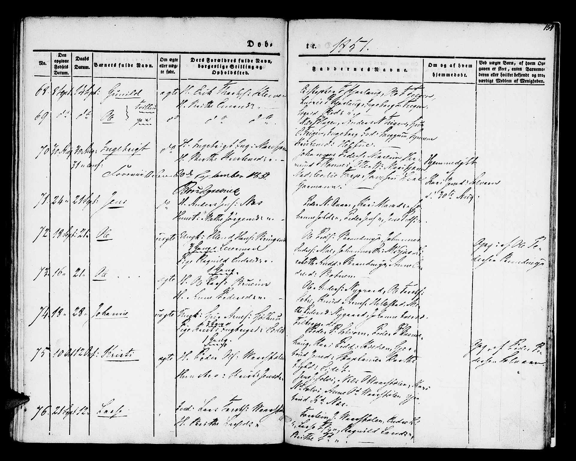 Hafslo sokneprestembete, AV/SAB-A-80301/H/Haa/Haaa/L0005: Parish register (official) no. A 5, 1834-1852, p. 154