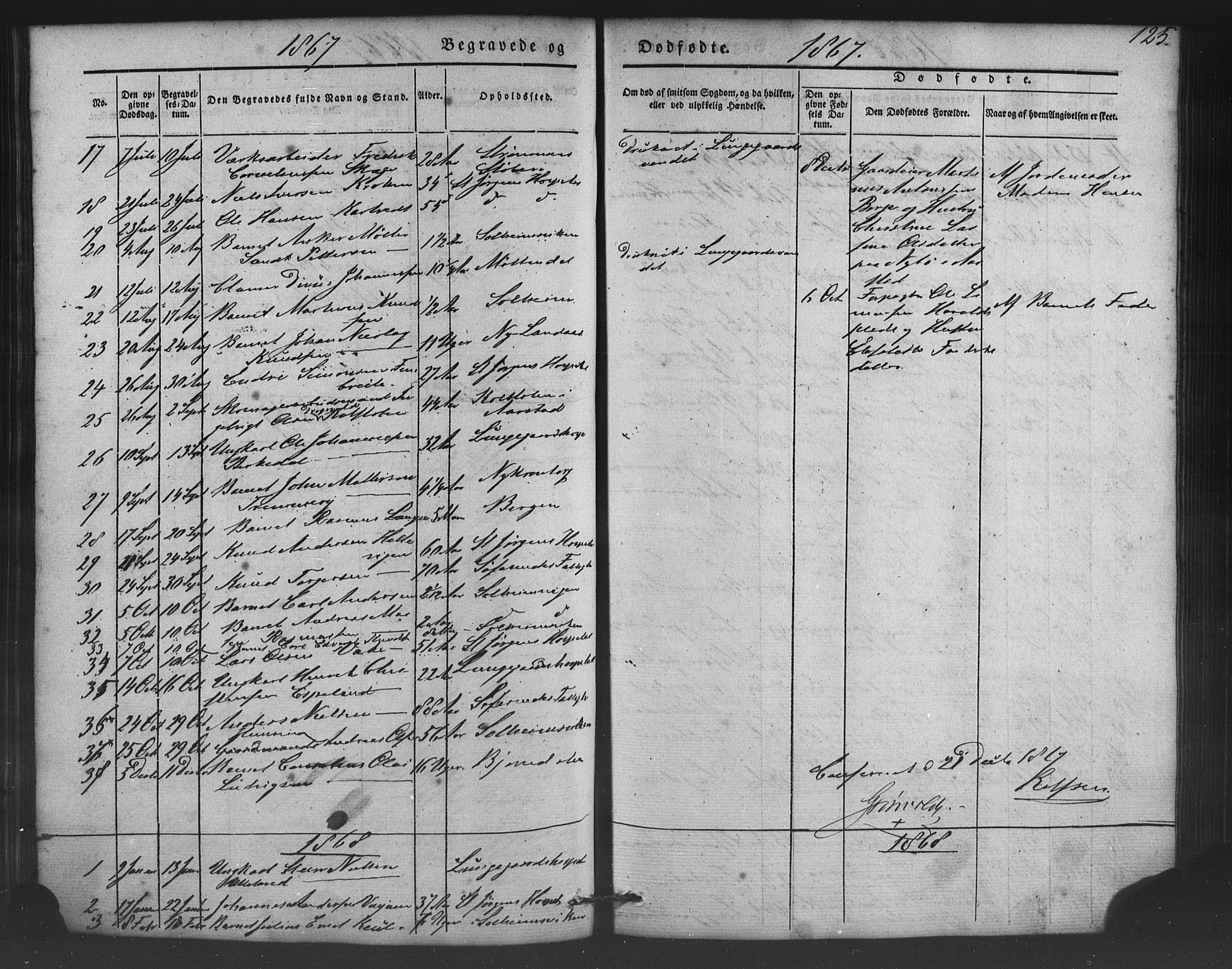 St. Jørgens hospital og Årstad sokneprestembete, AV/SAB-A-99934: Parish register (copy) no. A 5, 1844-1871, p. 125