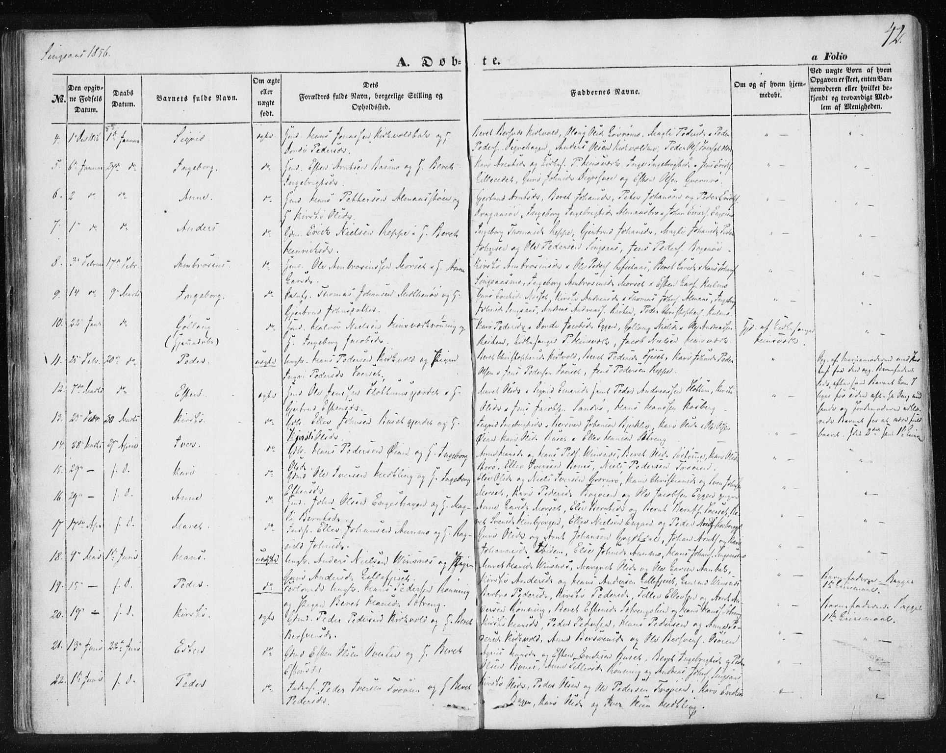 Ministerialprotokoller, klokkerbøker og fødselsregistre - Sør-Trøndelag, SAT/A-1456/685/L0964: Parish register (official) no. 685A06 /2, 1846-1859, p. 42