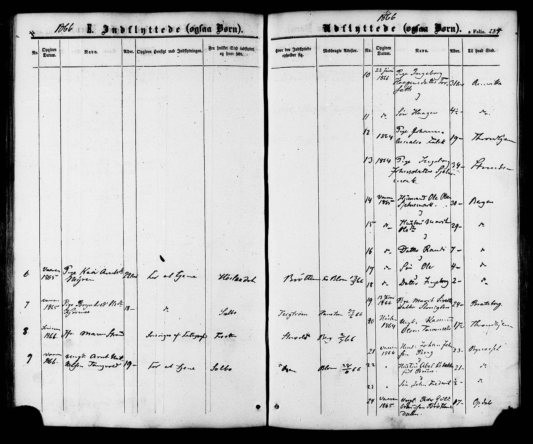 Ministerialprotokoller, klokkerbøker og fødselsregistre - Sør-Trøndelag, SAT/A-1456/618/L0442: Parish register (official) no. 618A06 /1, 1863-1879, p. 285