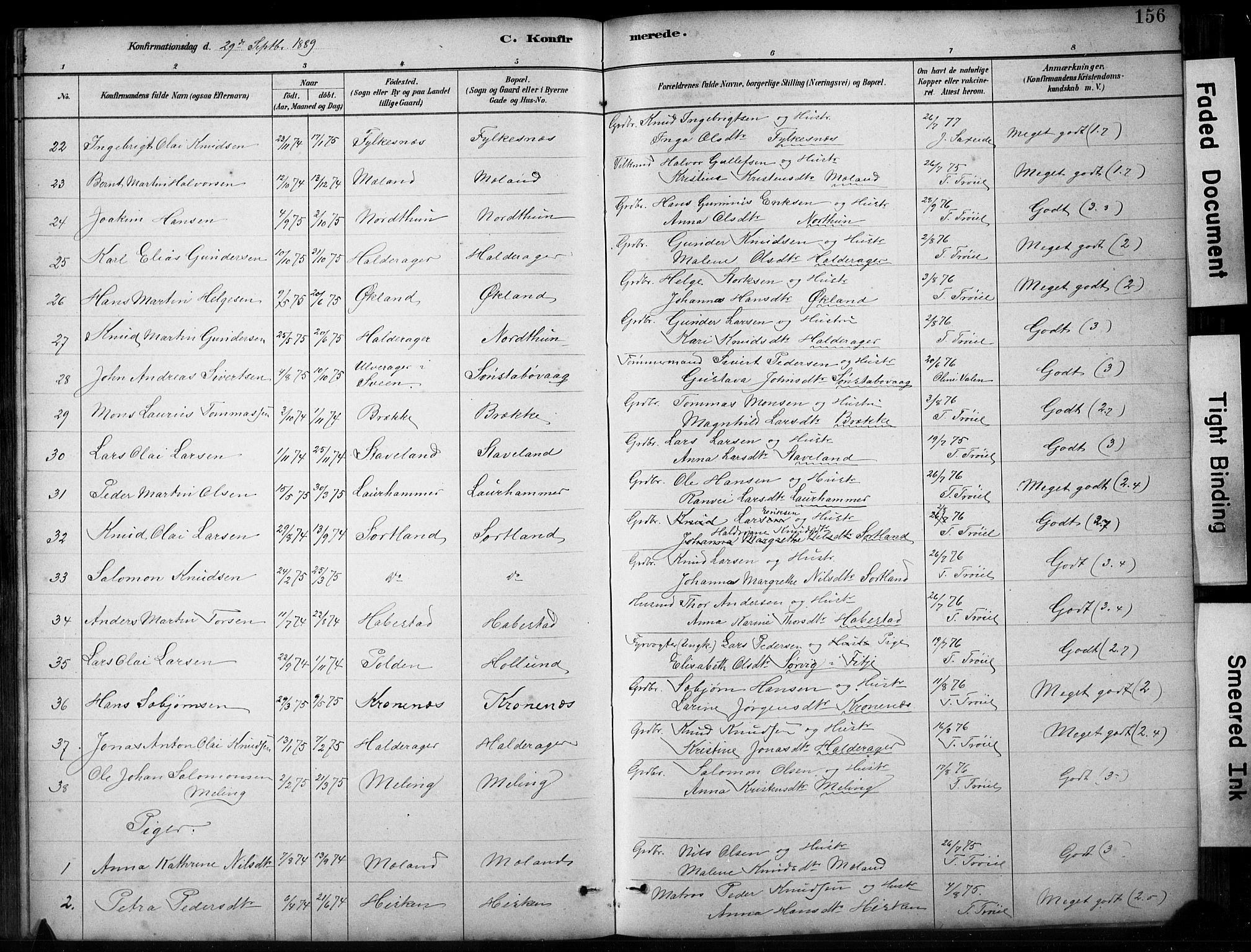 Finnås sokneprestembete, AV/SAB-A-99925/H/Ha/Hab/Habb/L0003: Parish register (copy) no. B 3, 1882-1897, p. 156