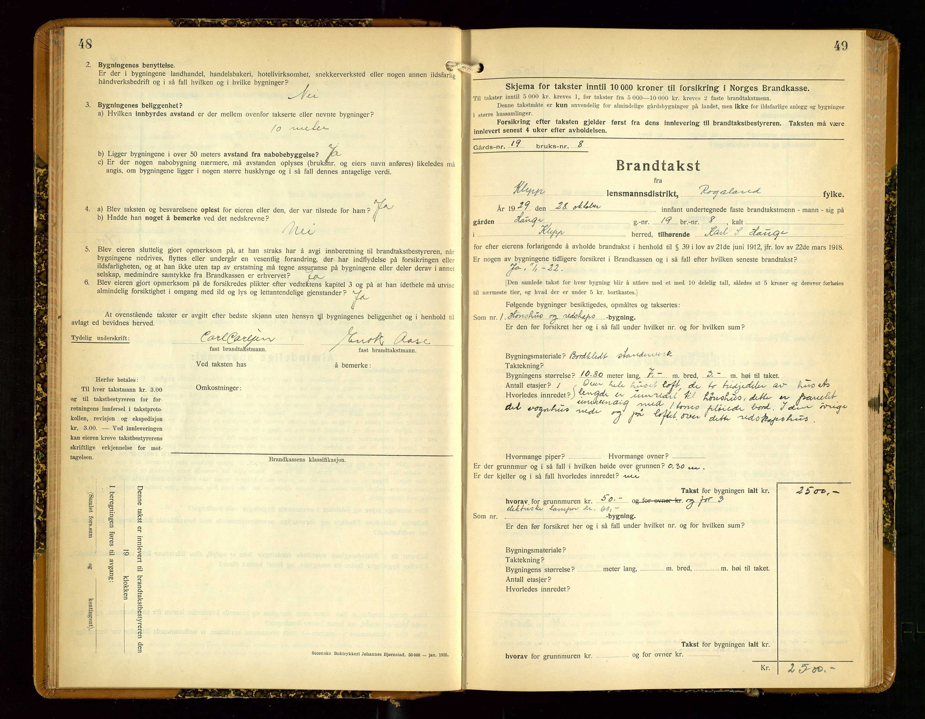 Klepp lensmannskontor, AV/SAST-A-100163/Goc/L0012: "Brandtakstprotokoll" m/register, 1929-1933, p. 48-49