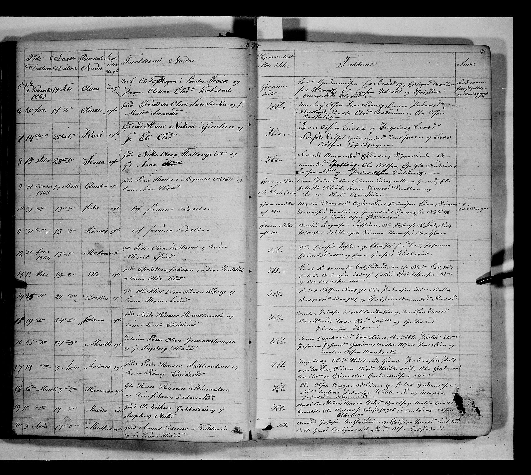 Gausdal prestekontor, SAH/PREST-090/H/Ha/Hab/L0005: Parish register (copy) no. 5, 1846-1867, p. 81