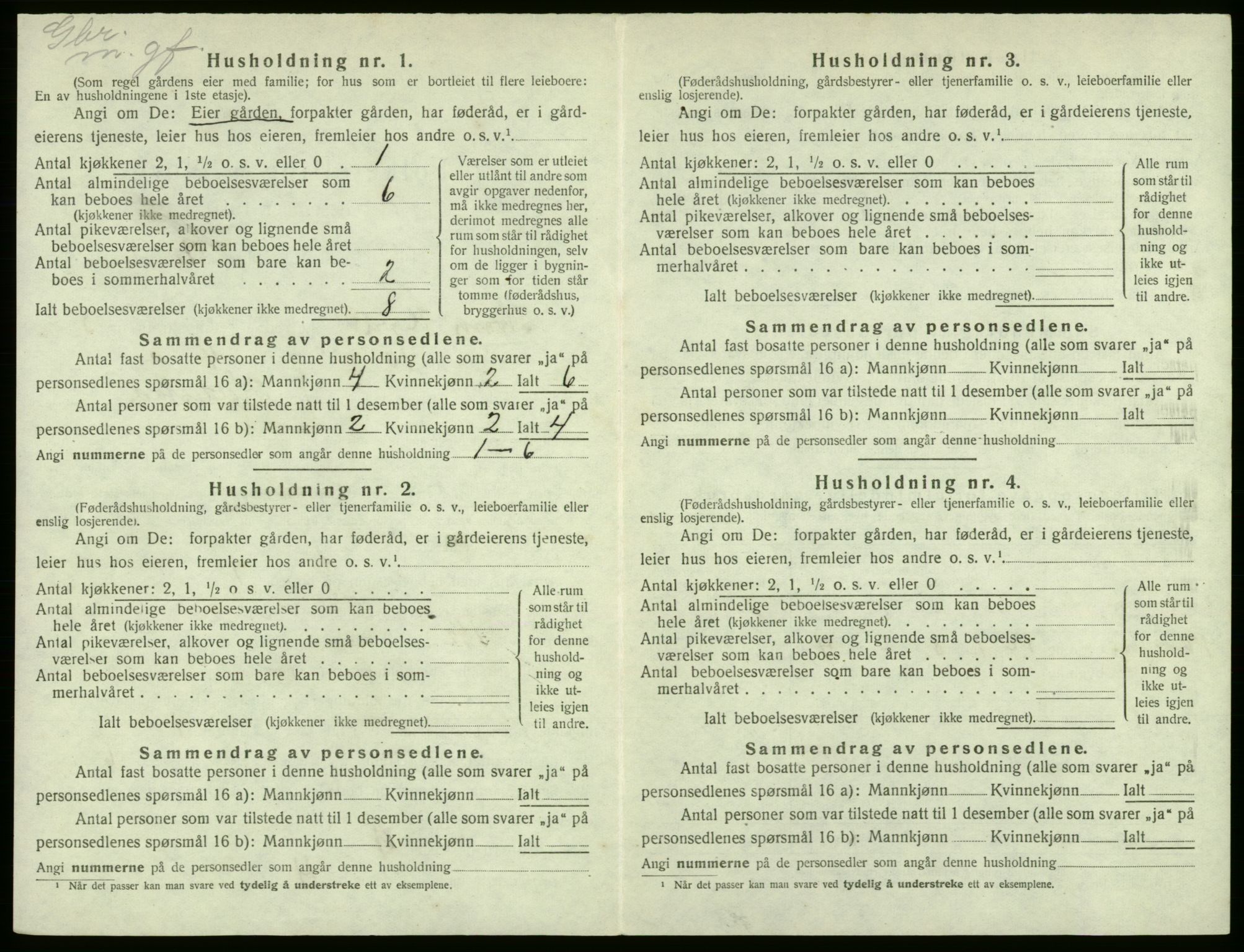 SAB, 1920 census for Kvam, 1920, p. 199