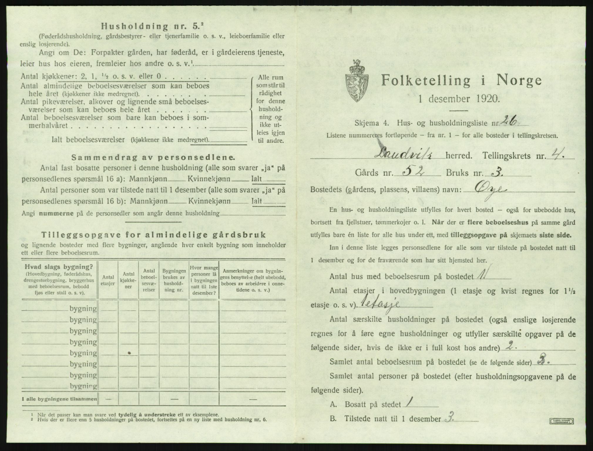 SAK, 1920 census for Landvik, 1920, p. 732