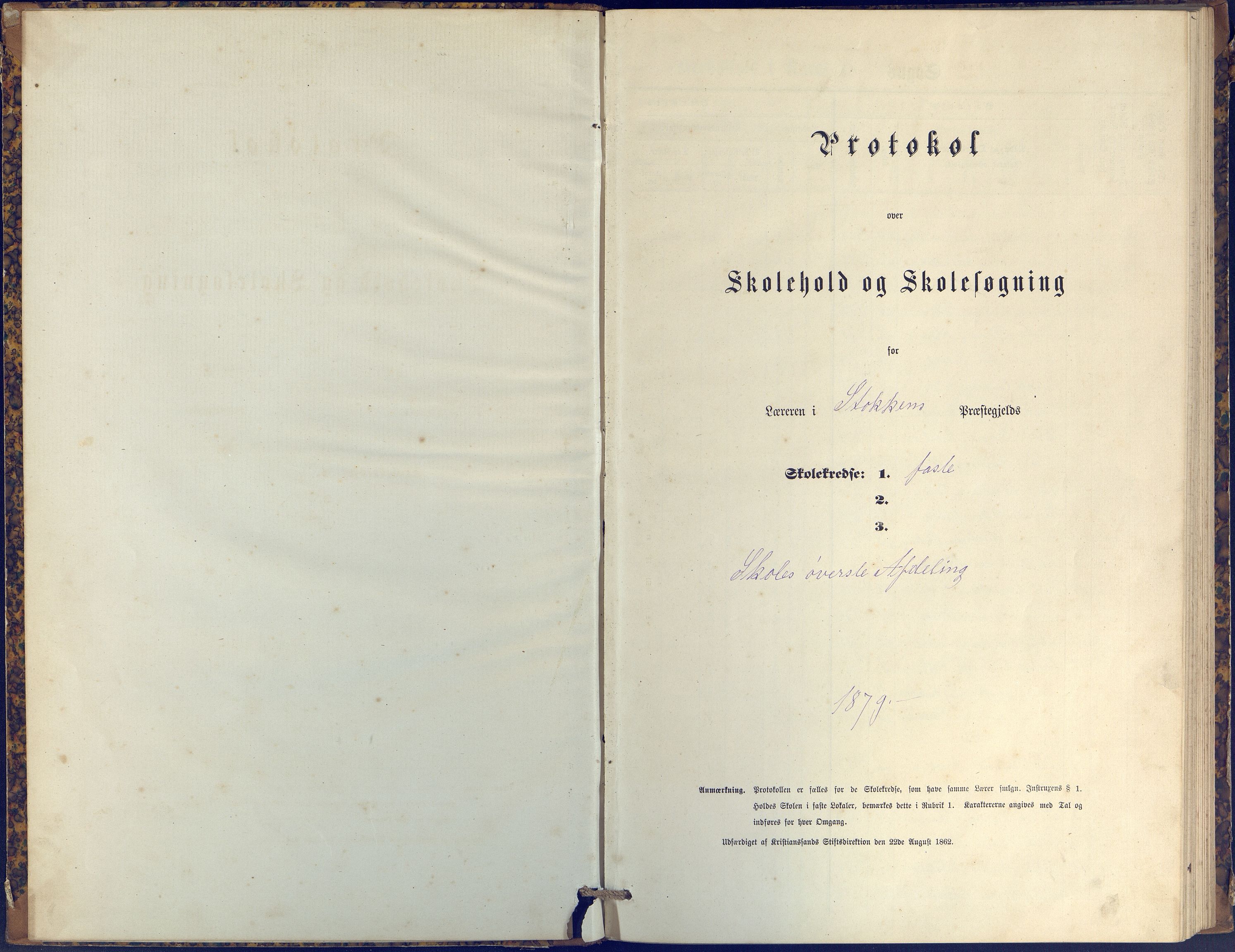 Stokken kommune, AAKS/KA0917-PK/04/04c/L0009: Skoleprotokoll  øverste  avd., 1879-1891, p. 1