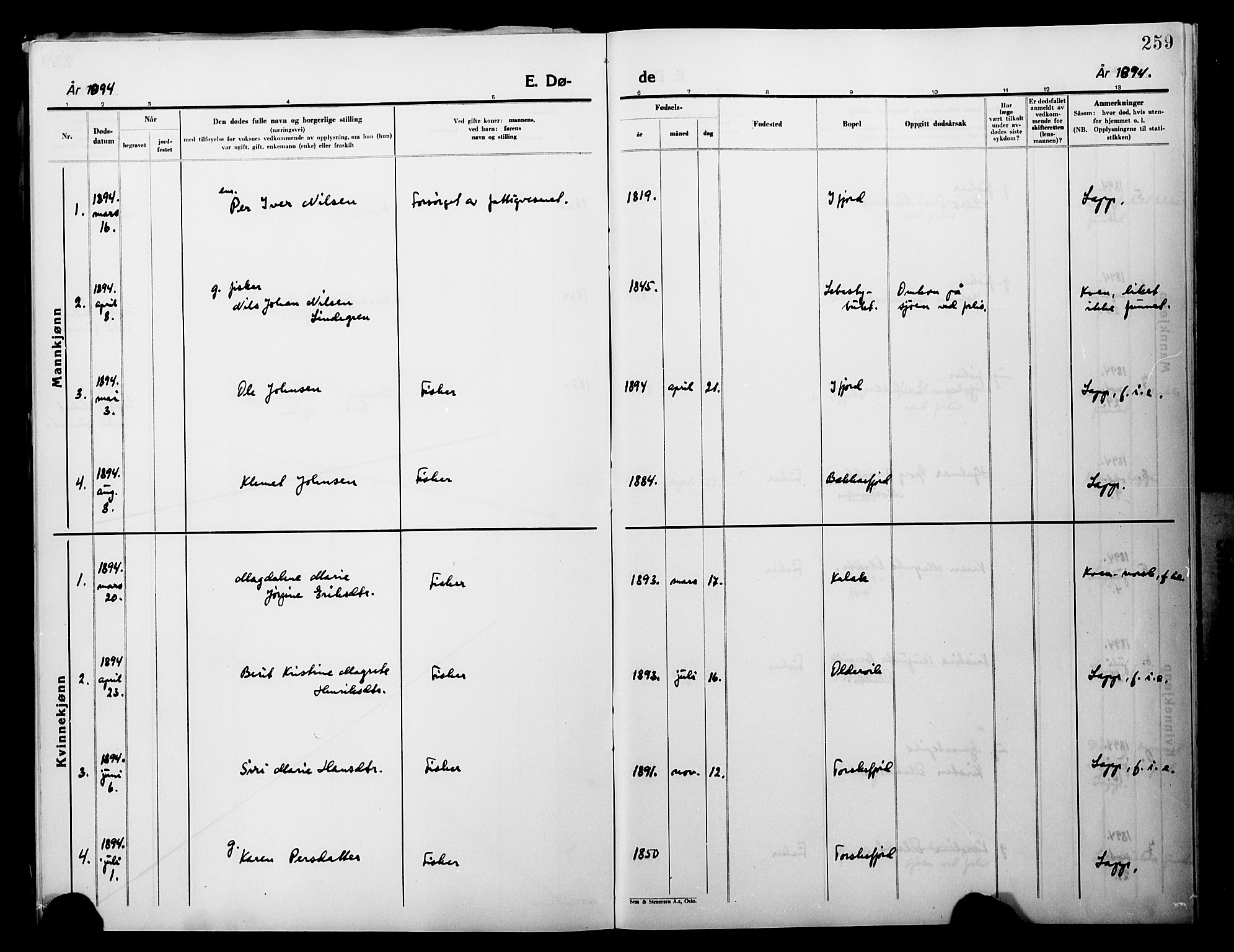 Lebesby sokneprestkontor, SATØ/S-1353/H/Ha/L0004kirke: Parish register (official) no. 4, 1870-1902, p. 259