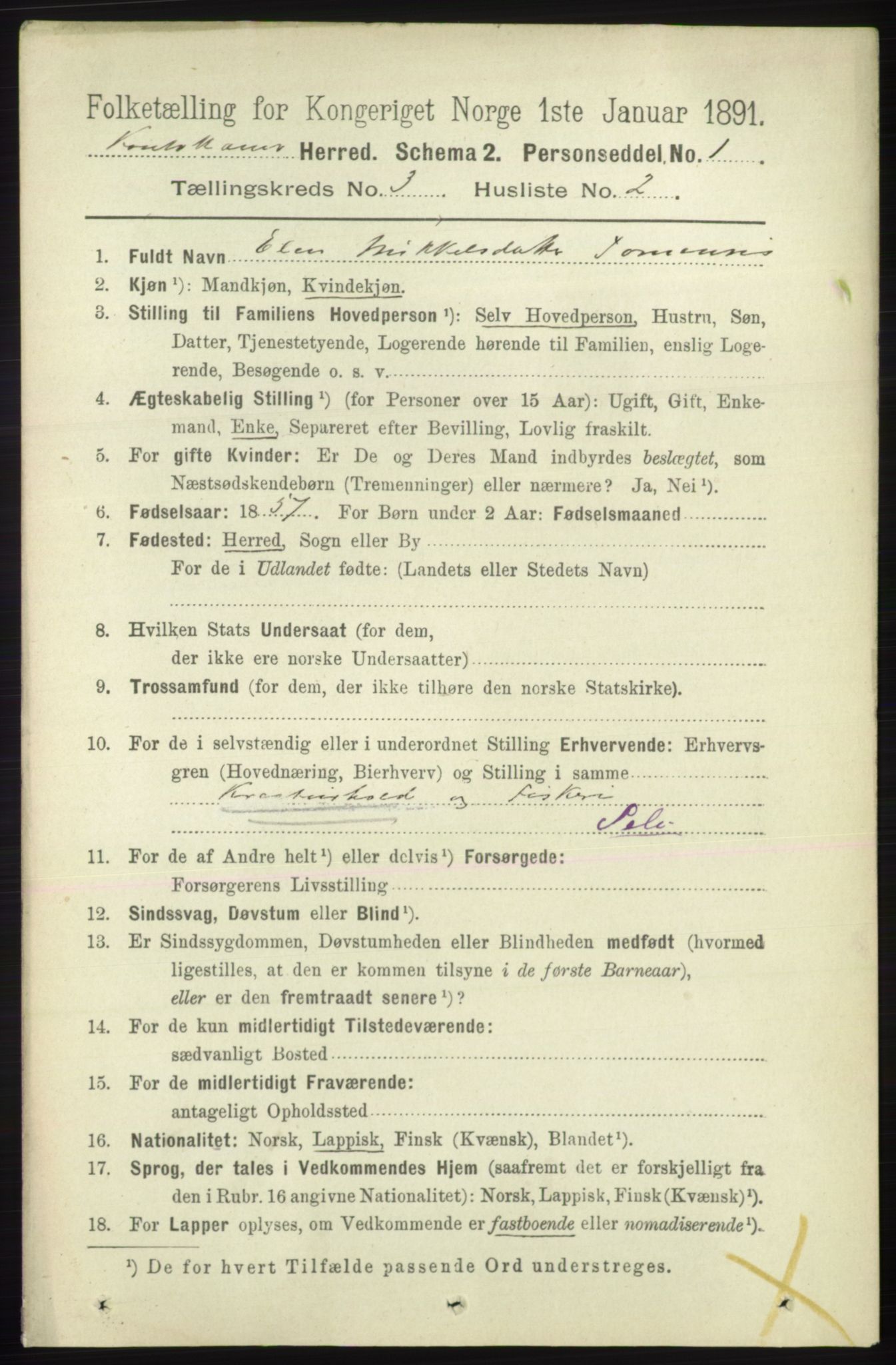 RA, 1891 census for 2011 Kautokeino, 1891, p. 714