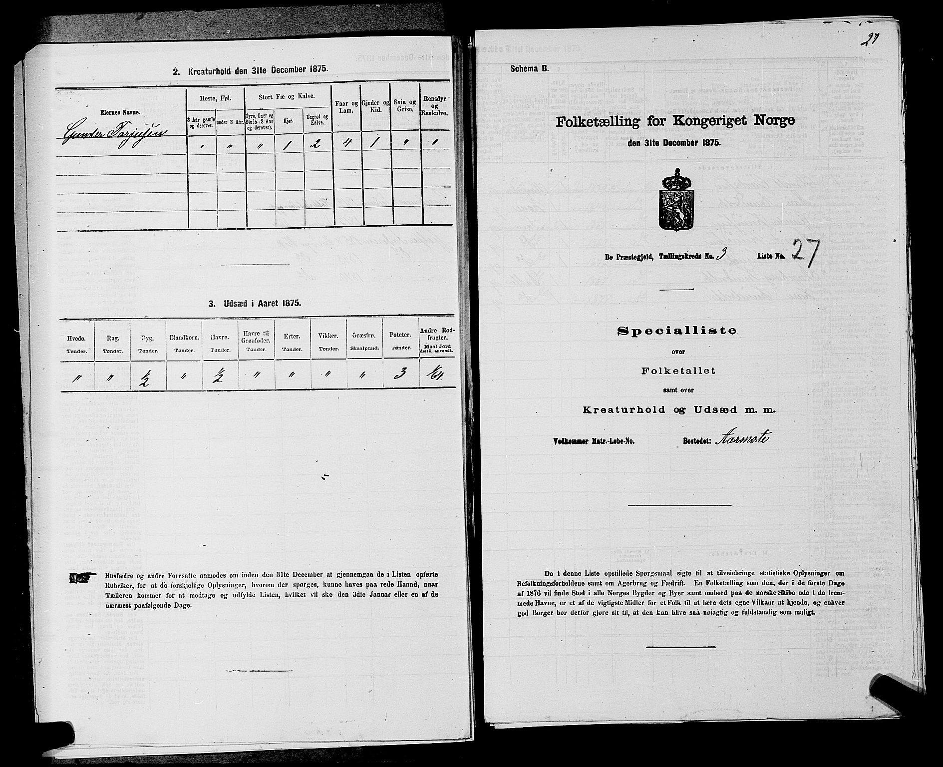 SAKO, 1875 census for 0821P Bø, 1875, p. 411