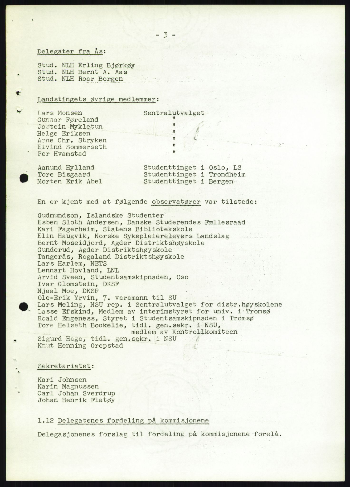 Norsk Studentunion, AV/RA-PA-0794/Fg/L0067: Landstinget, 1968-1979