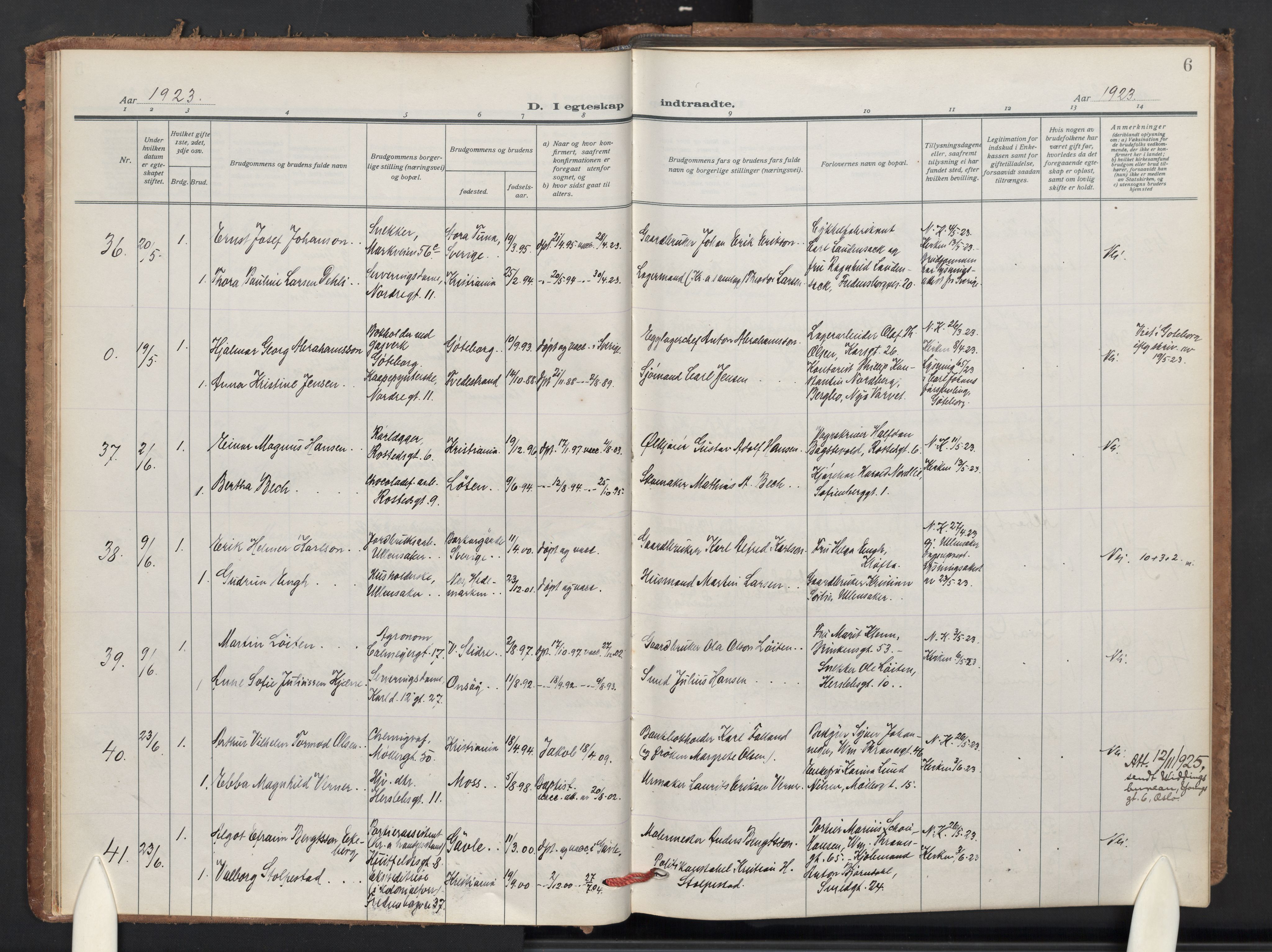 Jakob prestekontor Kirkebøker, AV/SAO-A-10850/F/Fa/L0018: Parish register (official) no. 18, 1923-1936, p. 6