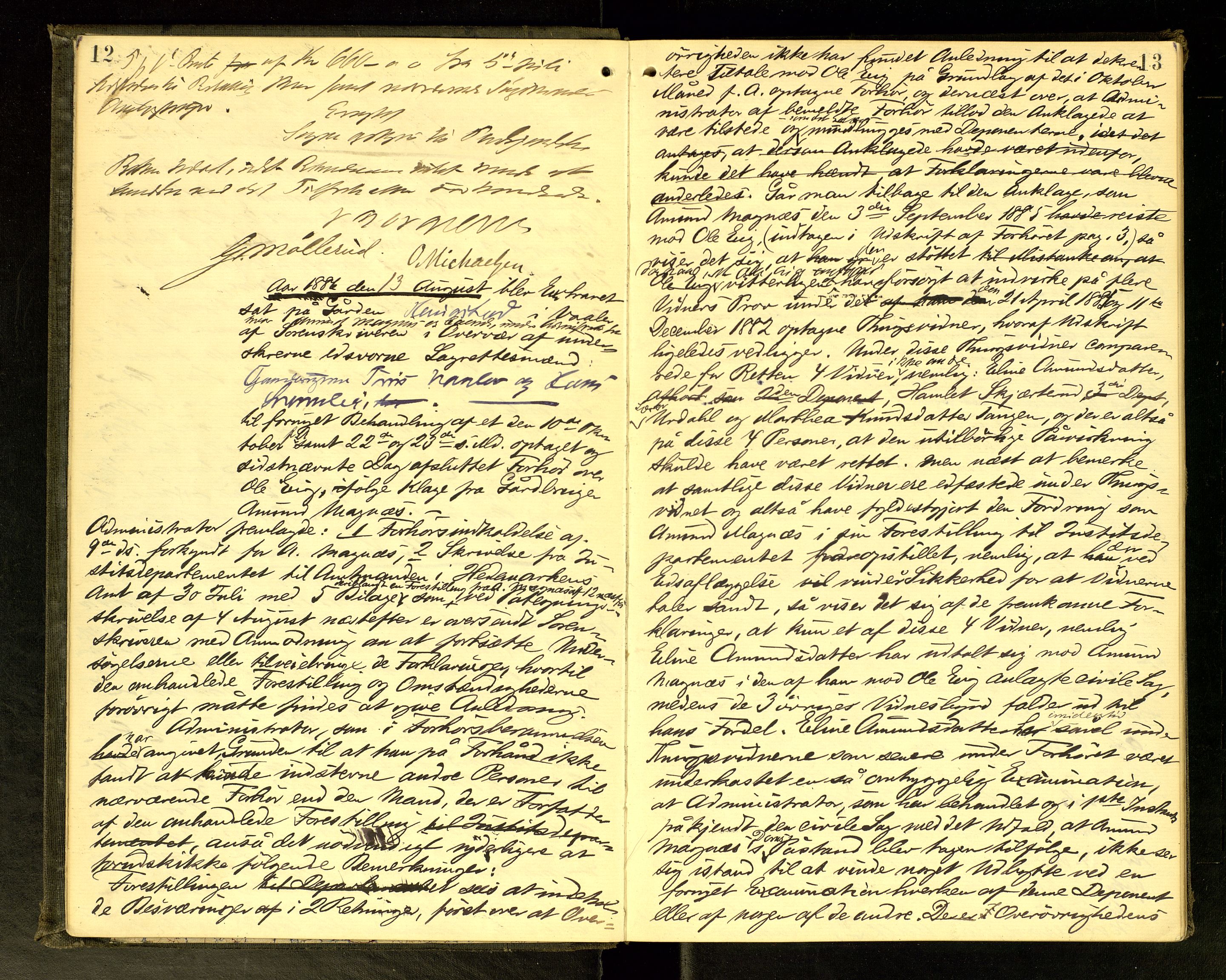 Solør tingrett, AV/SAH-TING-008/G/Gc/Gca/L0026: Ekstrarettsprotokoll, 1886-1889, p. 12-13