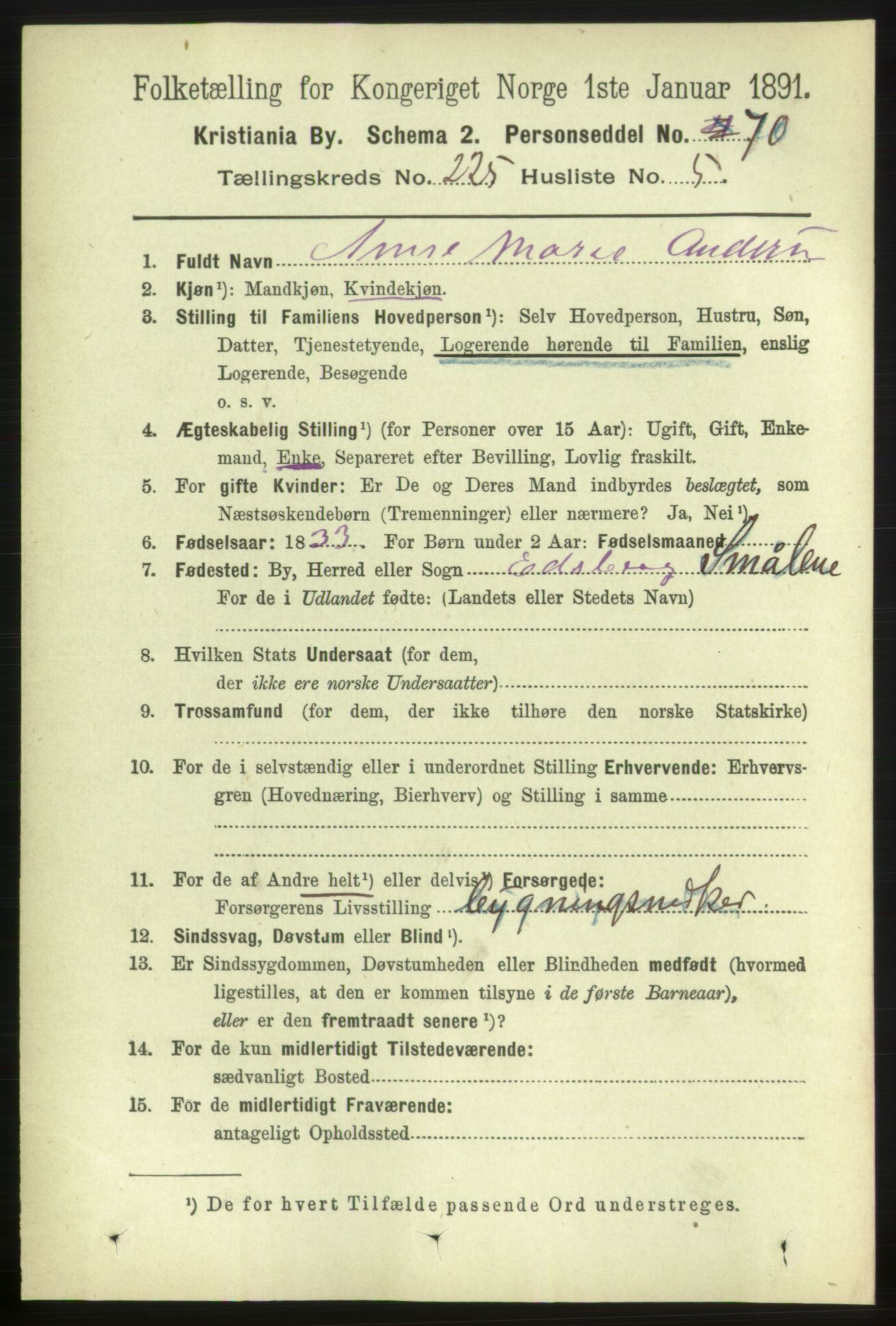 RA, 1891 census for 0301 Kristiania, 1891, p. 136541