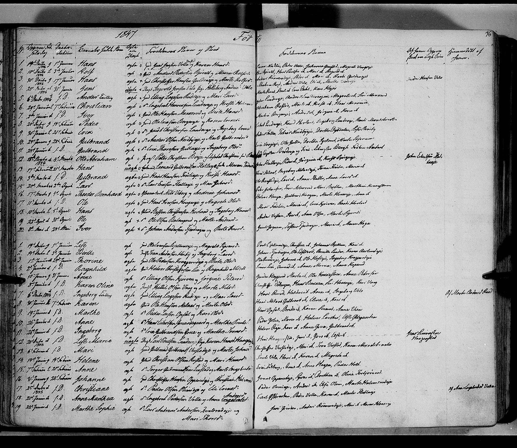 Jevnaker prestekontor, AV/SAH-PREST-116/H/Ha/Haa/L0006: Parish register (official) no. 6, 1837-1857, p. 36