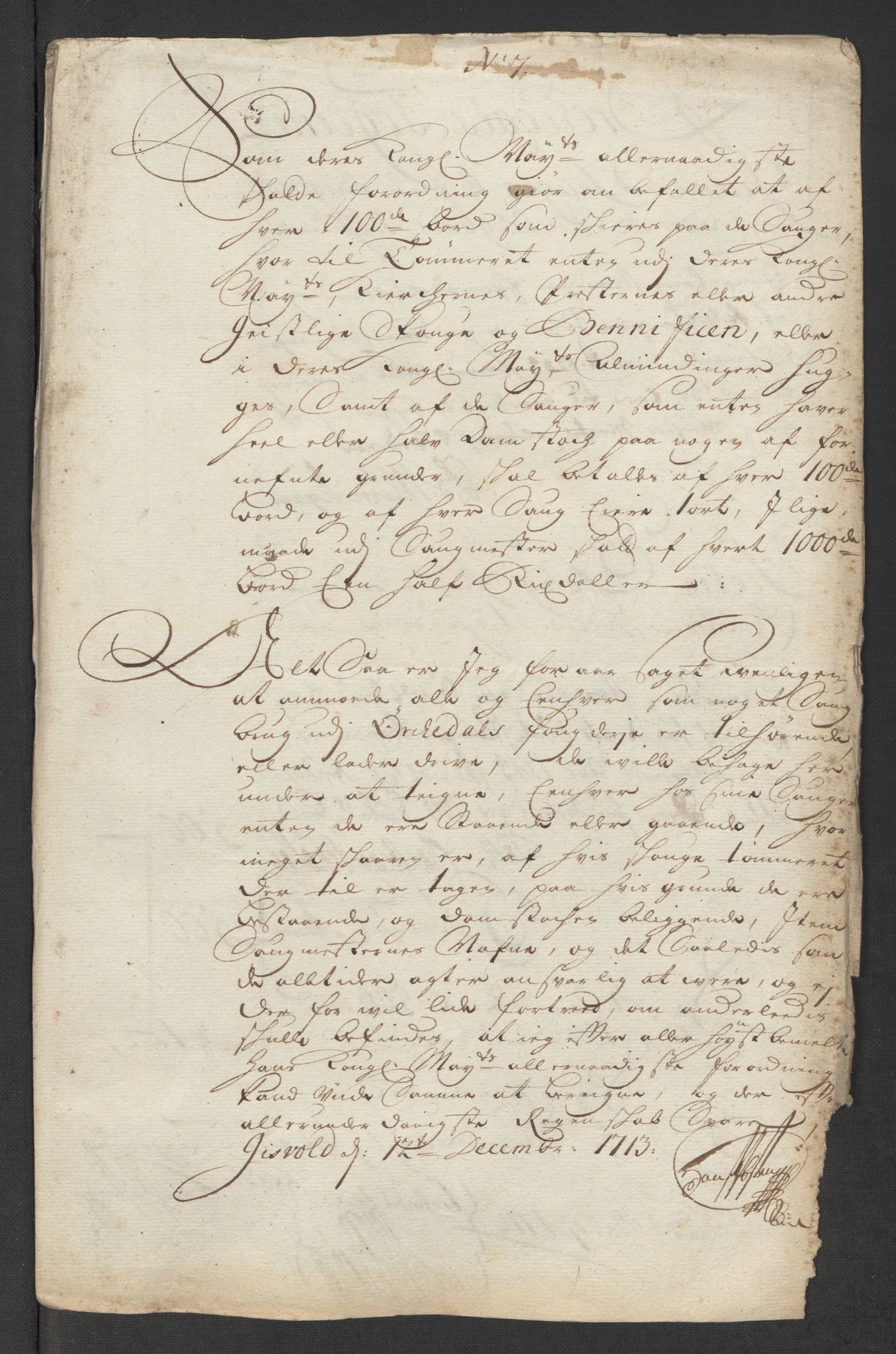 Rentekammeret inntil 1814, Reviderte regnskaper, Fogderegnskap, AV/RA-EA-4092/R60/L3964: Fogderegnskap Orkdal og Gauldal, 1713, p. 127