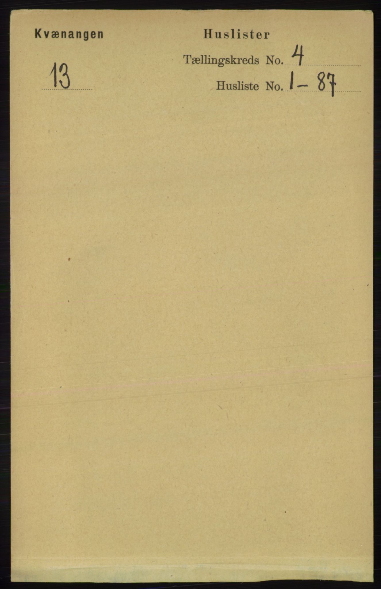 RA, 1891 census for 1943 Kvænangen, 1891, p. 1453